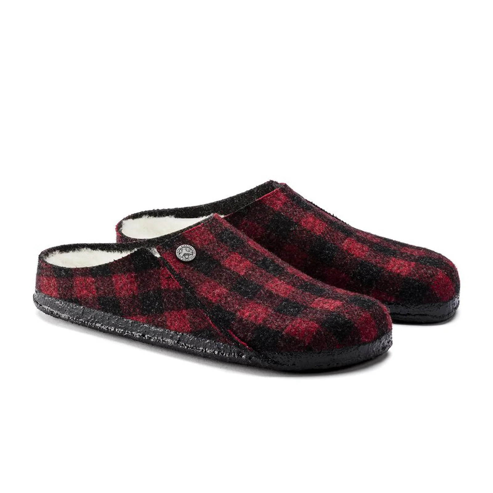Birkenstock Zermatt Slipper (Men) - Red Plaid Wool/Natural Shearling - Image 4