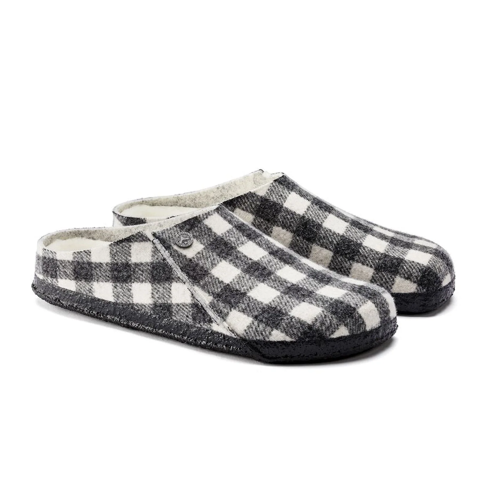Birkenstock Zermatt Narrow Slipper (Women) - White Plaid Wool/Natural Shearling - Image 4