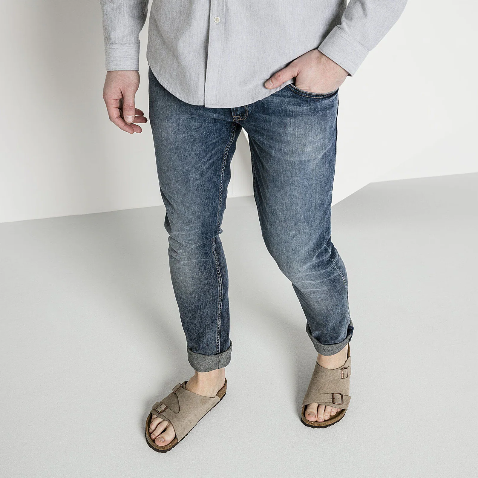 Birkenstock Zurich Narrow Slide Sandal (Women) - Taupe Suede - Image 6