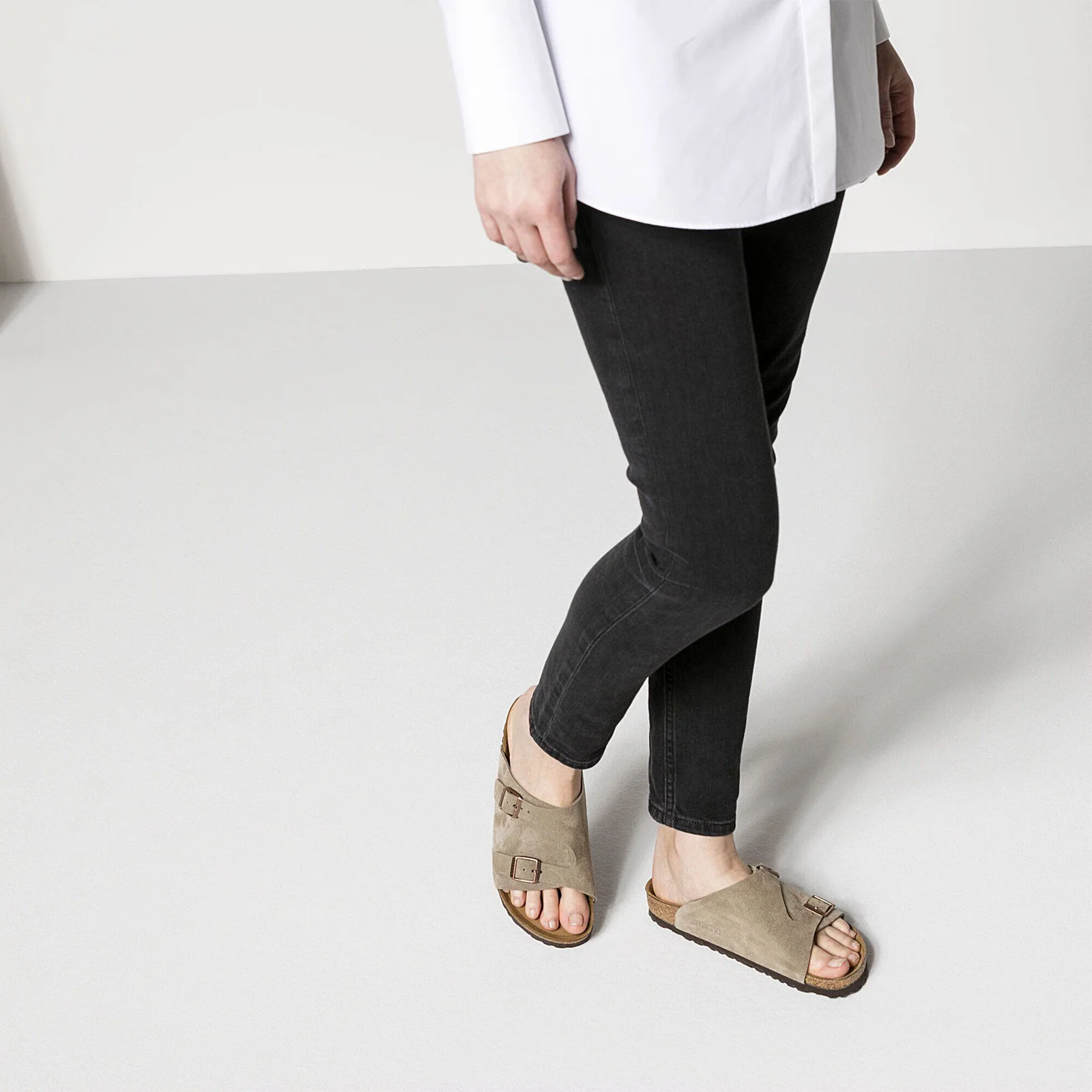Birkenstock Zurich Narrow Slide Sandal (Women) - Taupe Suede - Image 8