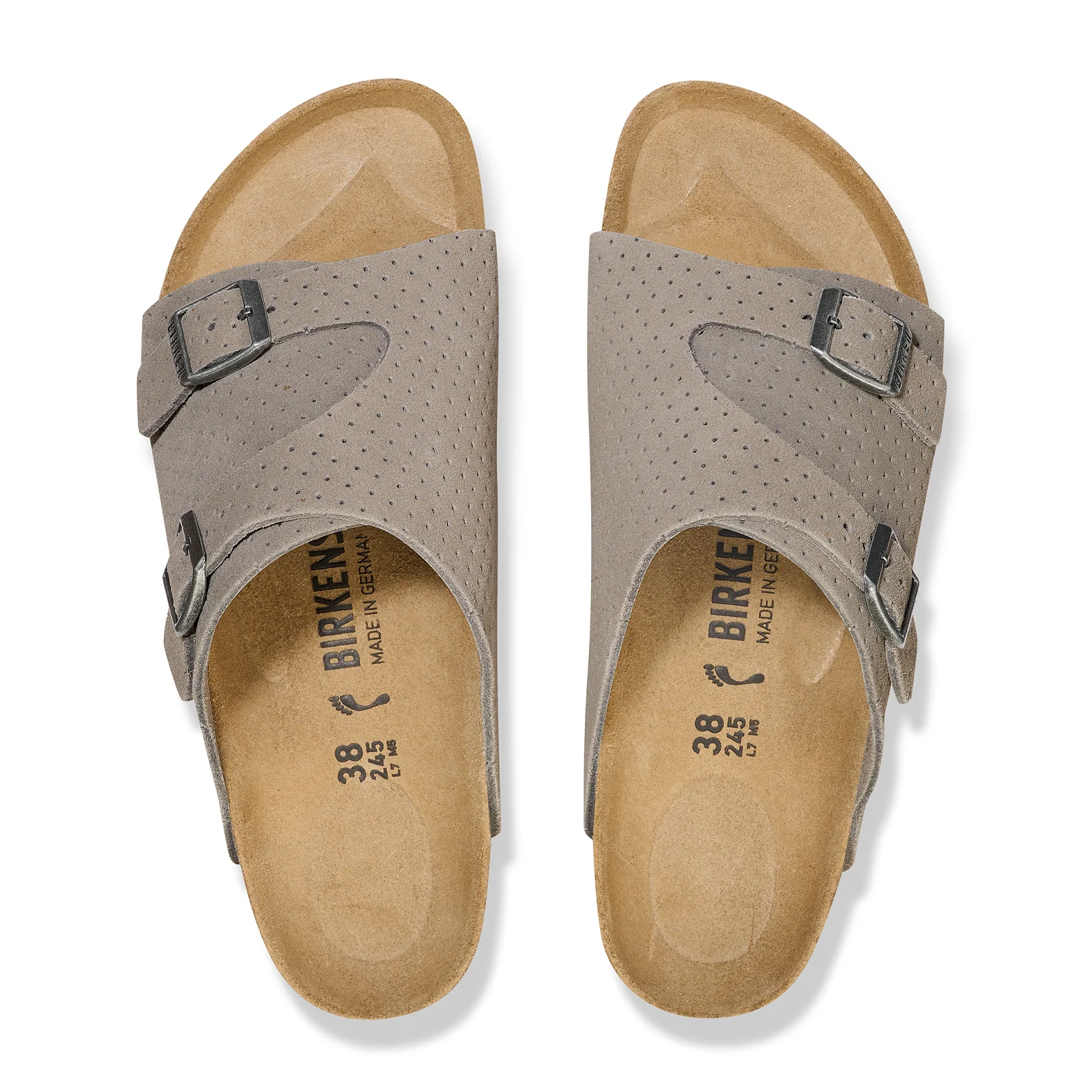 Birkenstock Zurich Slide Sandal (Unisex) - Dotted Stone Coin Suede - Image 2