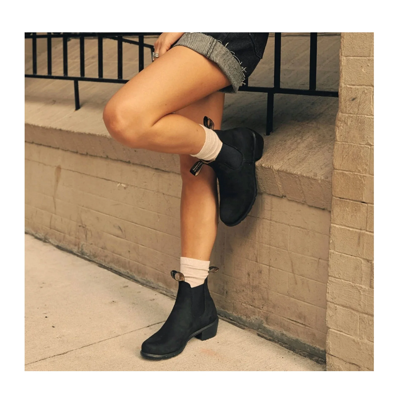 Blundstone 1960 Heeled Chelsea Boot (Women) - Black Nubuck - Image 2