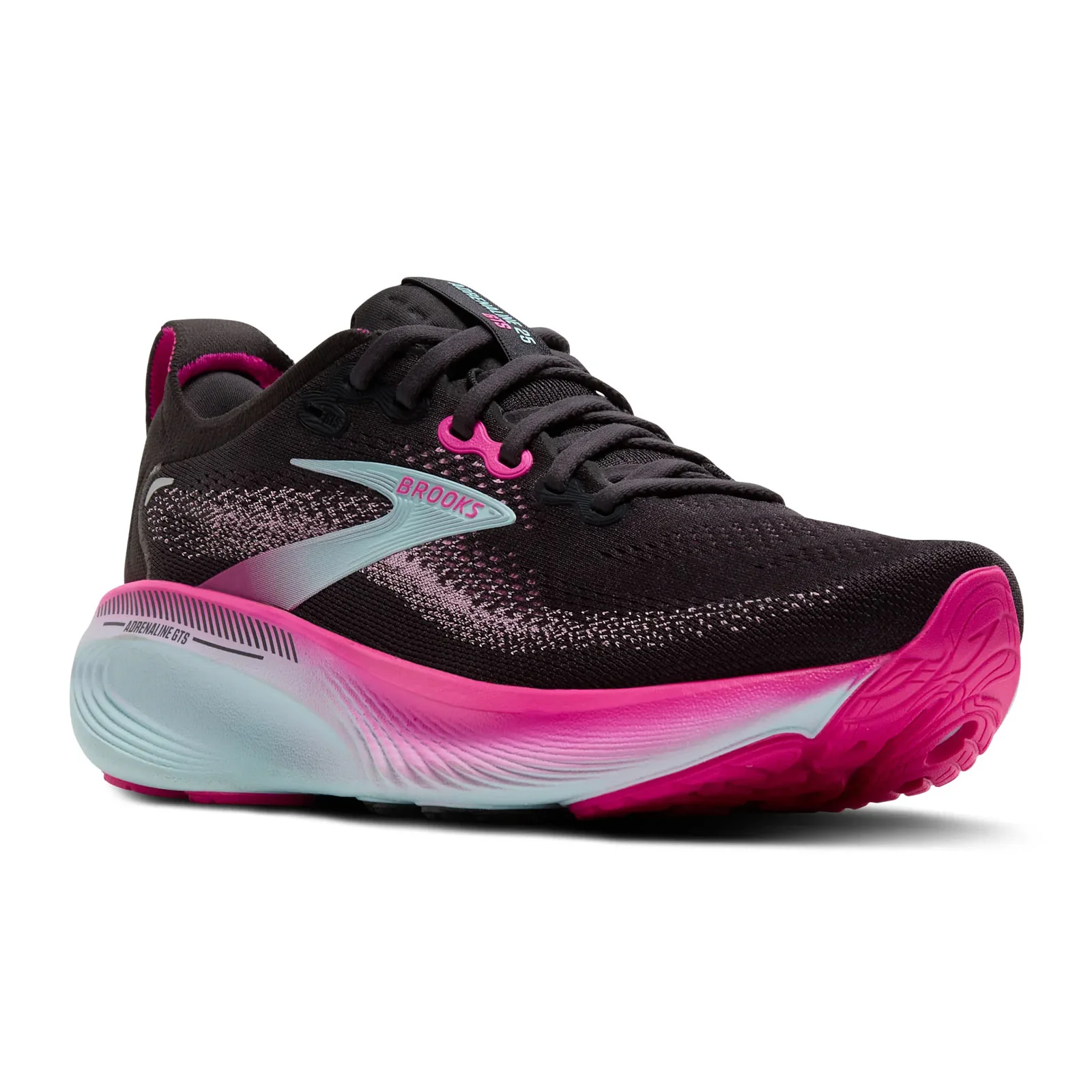 Brooks Adrenaline GTS 25 Running Shoe (Women) - Black/Cyber Pink/Iced Aqua - Image 3