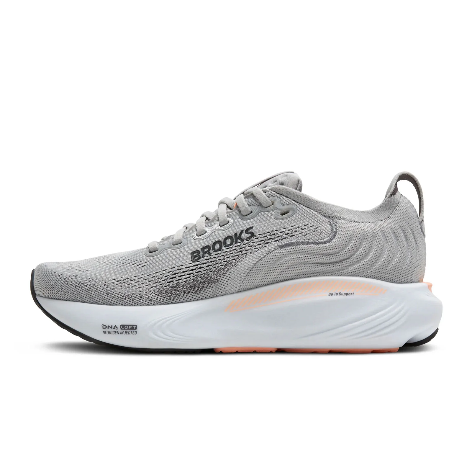 Brooks Adrenaline GTS 25 Running Shoe (Women) - Grey/Blackened Pearl/Coral - Image 2