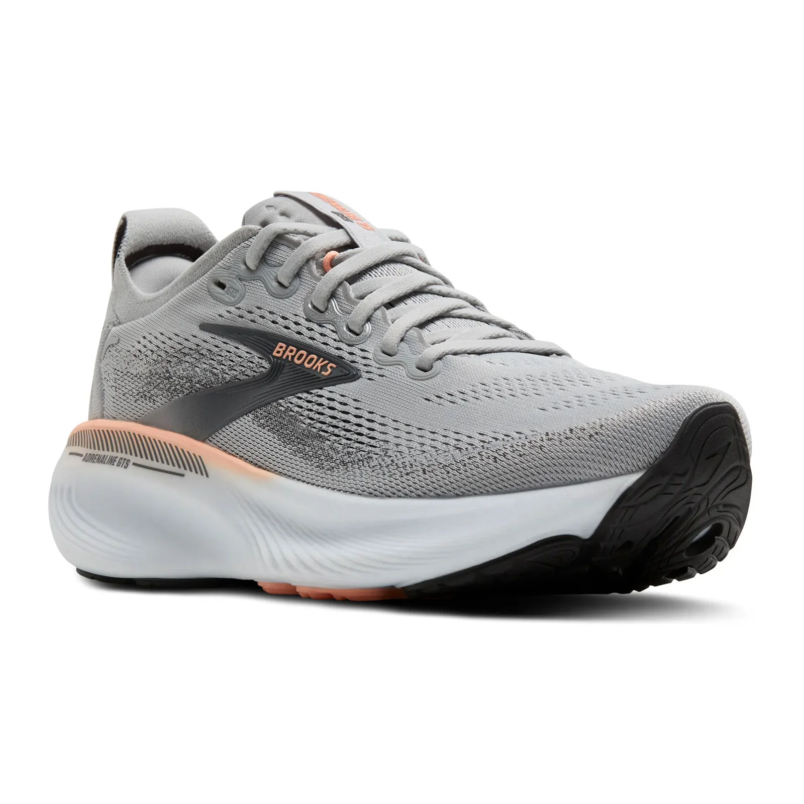 Brooks Adrenaline GTS 25 Running Shoe (Women) - Grey/Blackened Pearl/Coral - Image 3