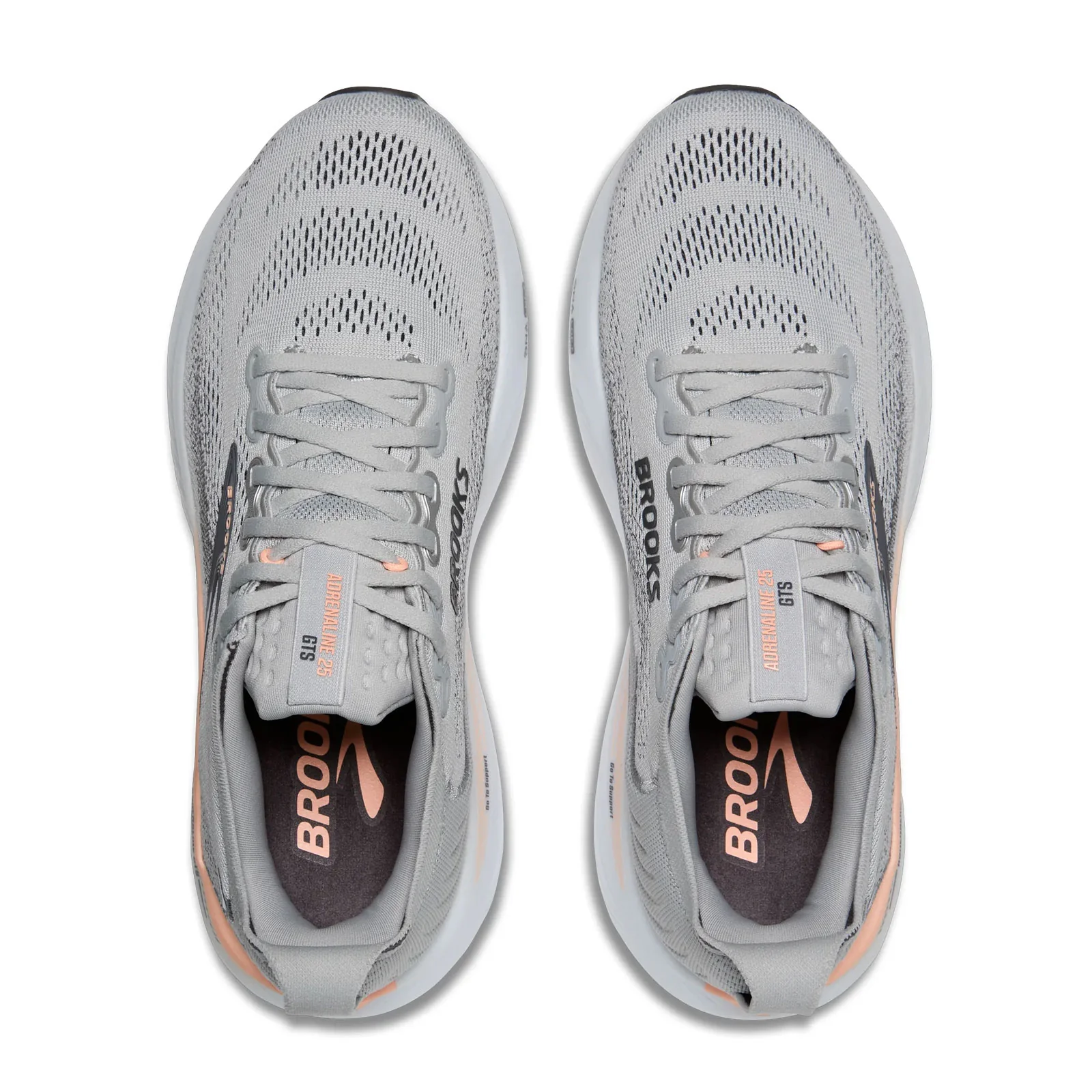 Brooks Adrenaline GTS 25 Running Shoe (Women) - Grey/Blackened Pearl/Coral - Image 5