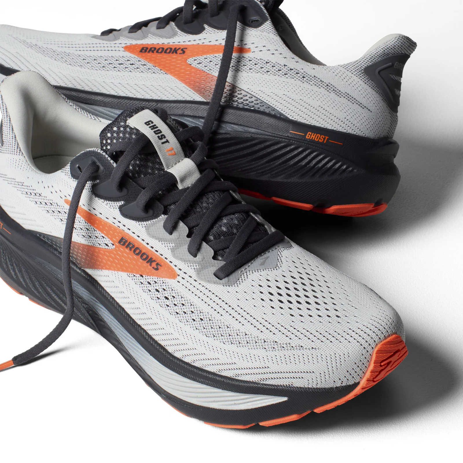 Brooks Ghost 17 Running Shoe (Men) - Oyster Mushroom/Orange/Ebony - Image 5