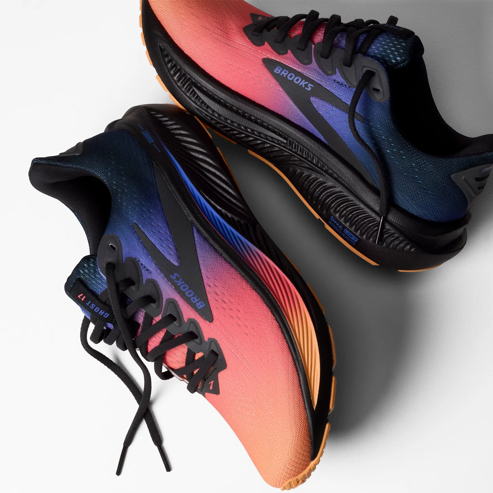 Brooks Ghost 17 Running Shoe (Women) - Night/Blue/Papaya - Image 7
