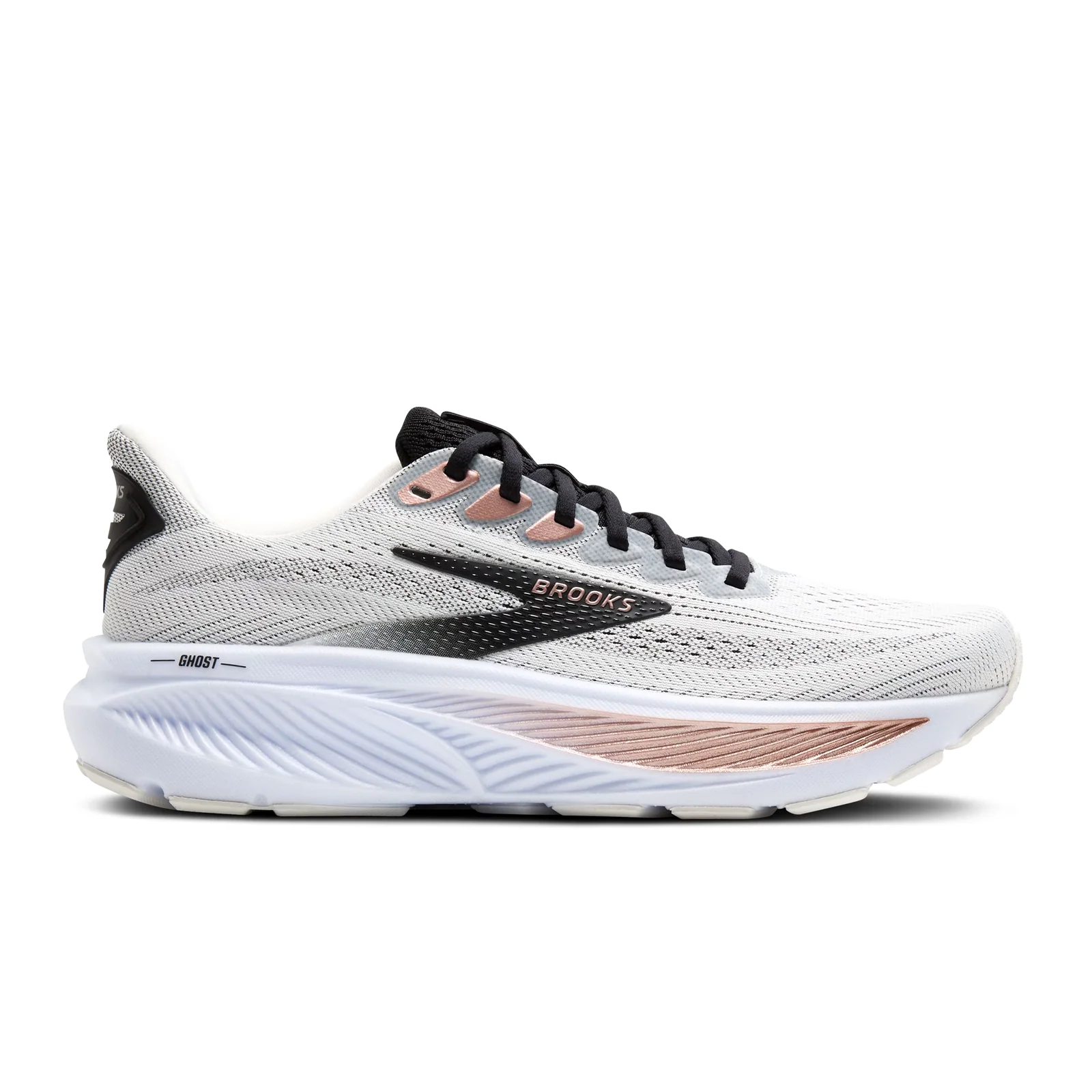 Brooks Ghost 17 Running Shoe (Women) - White/Black/Rose Gold