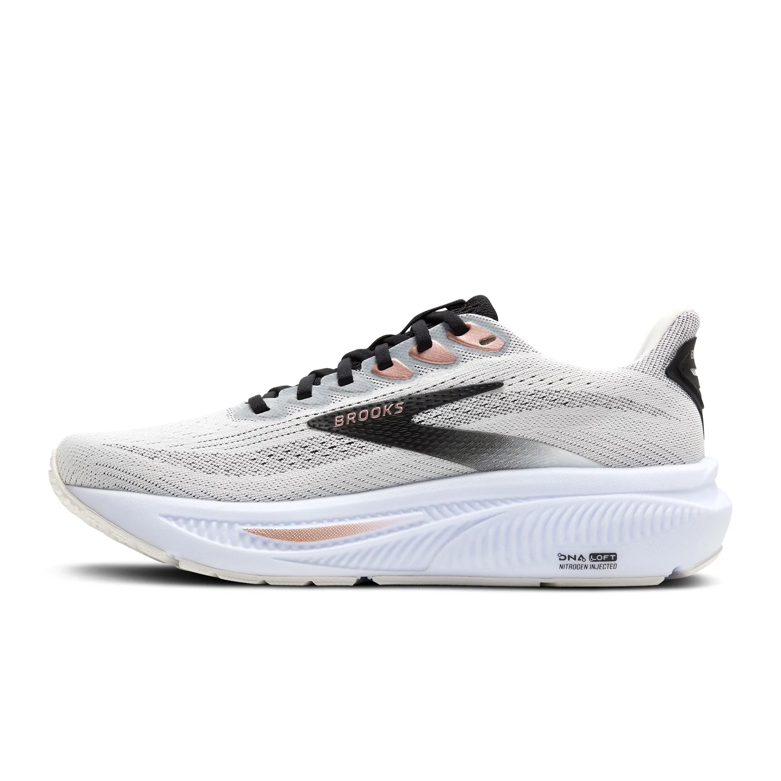 Brooks Ghost 17 Running Shoe (Women) - White/Black/Rose Gold - Image 2