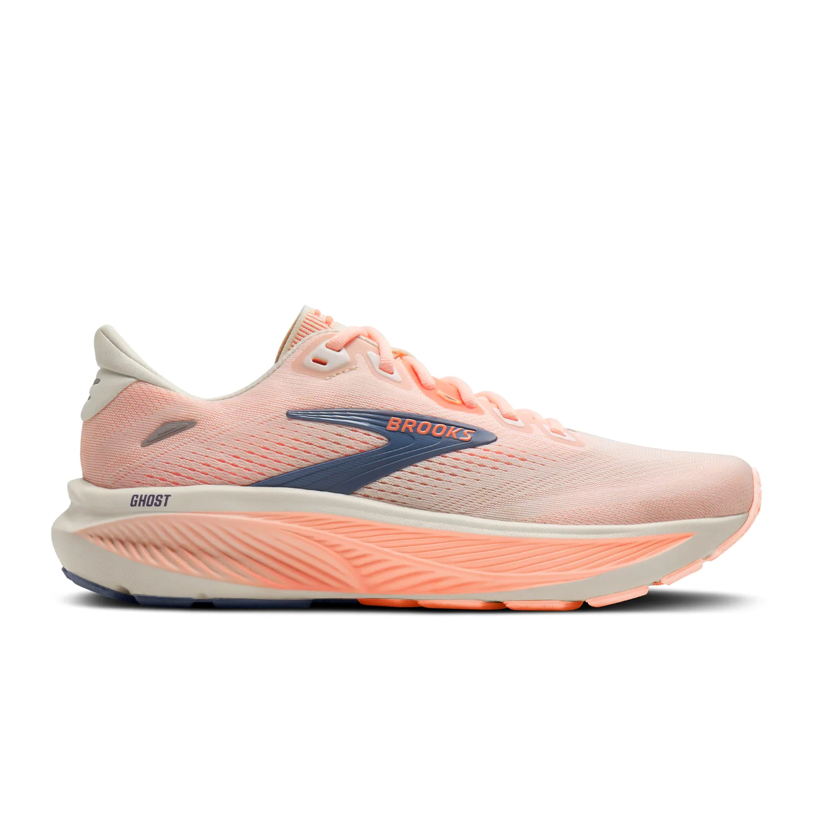 Brooks Ghost 18 Running Shoe (Women) - Star White/Cyber Peach/Grey