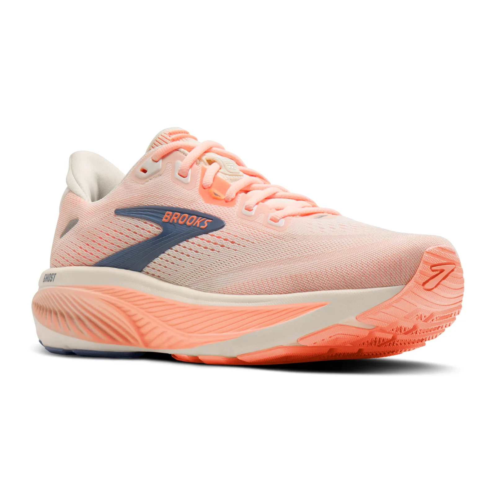 Brooks Ghost 18 Running Shoe (Women) - Star White/Cyber Peach/Grey - Image 3