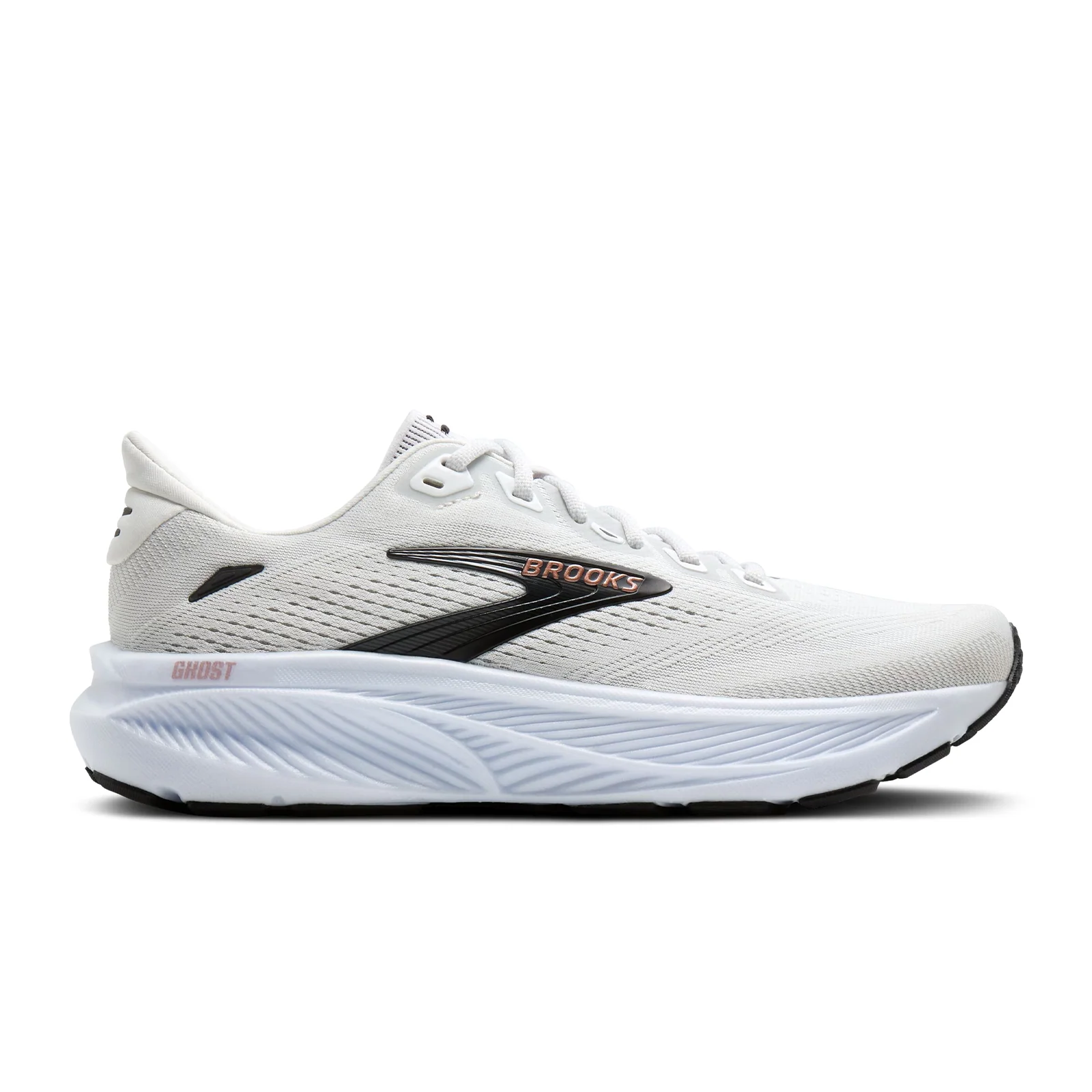 Brooks Ghost 18 Running Shoe (Women) - White/Black/Rose Gold