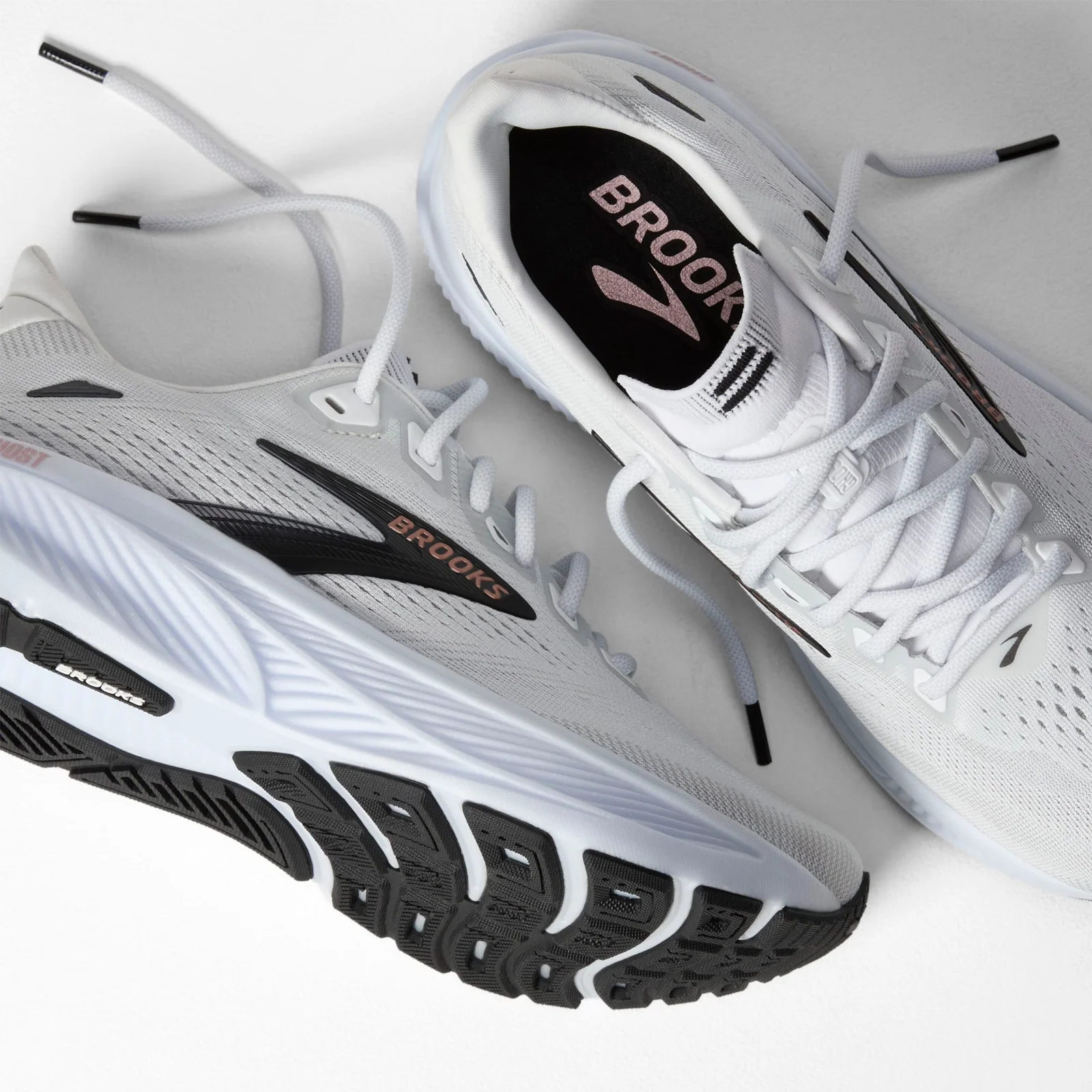 Brooks Ghost 18 Running Shoe (Women) - White/Black/Rose Gold - Image 7