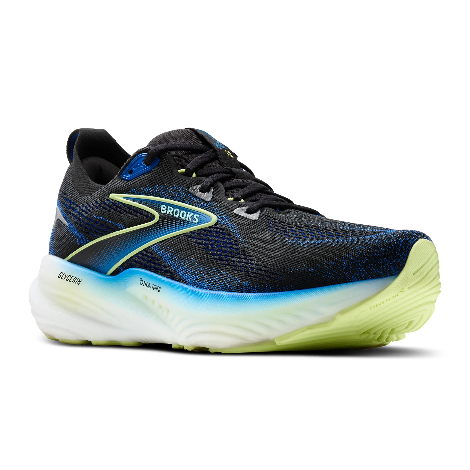 Brooks Glycerin 22 Running Shoe (Men) - Black/Cobalt/Neo Yellow - Image 3