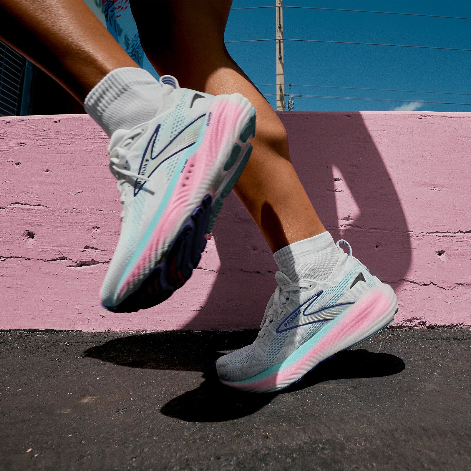 Brooks Glycerin 22 Running Shoe (Women) - White/Limpet Shell/Amparo Blue - Image 8