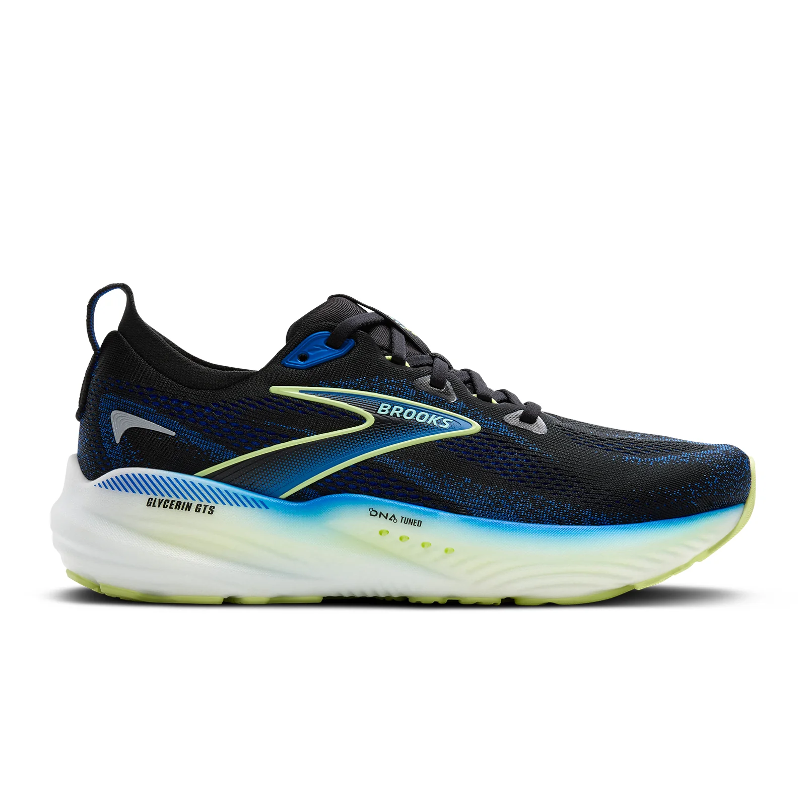 Brooks Glycerin GTS 22 Running Shoe (Men) - Black/Cobalt/Neo Yellow