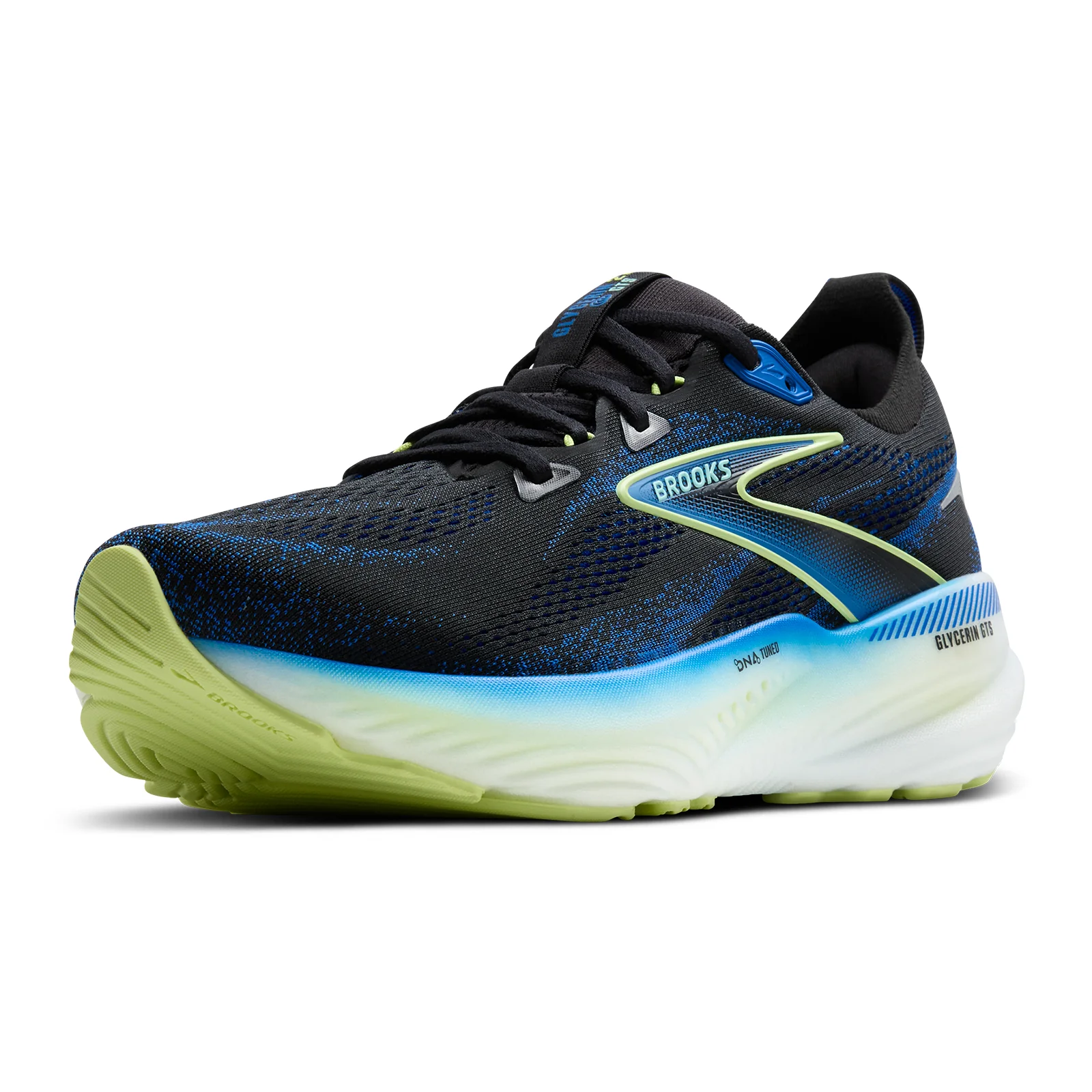 Brooks Glycerin GTS 22 Running Shoe (Men) - Black/Cobalt/Neo Yellow - Image 5