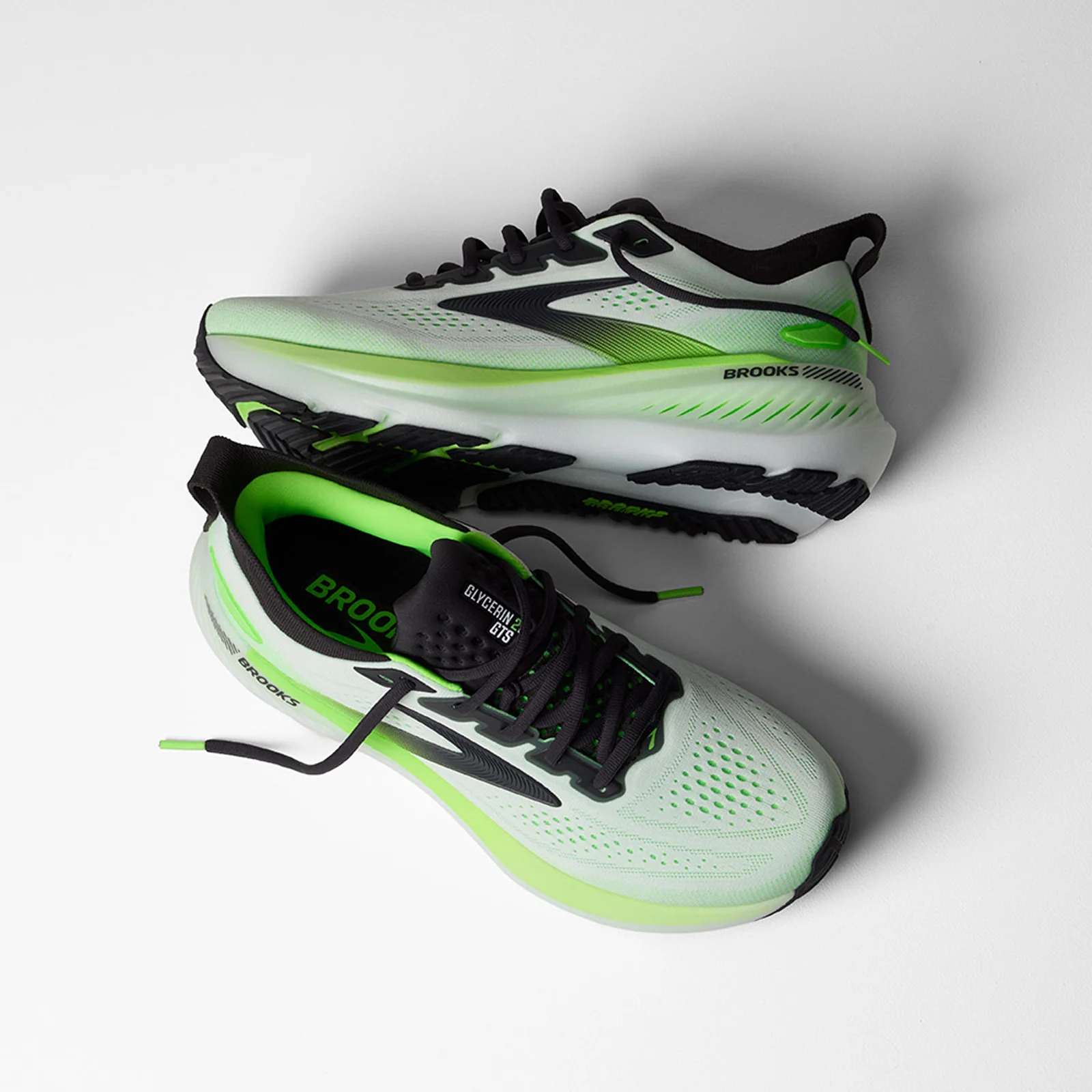 Brooks Glycerin GTS 23 Running Shoe (Men) - White/Phantom/Green Gecko - Image 7
