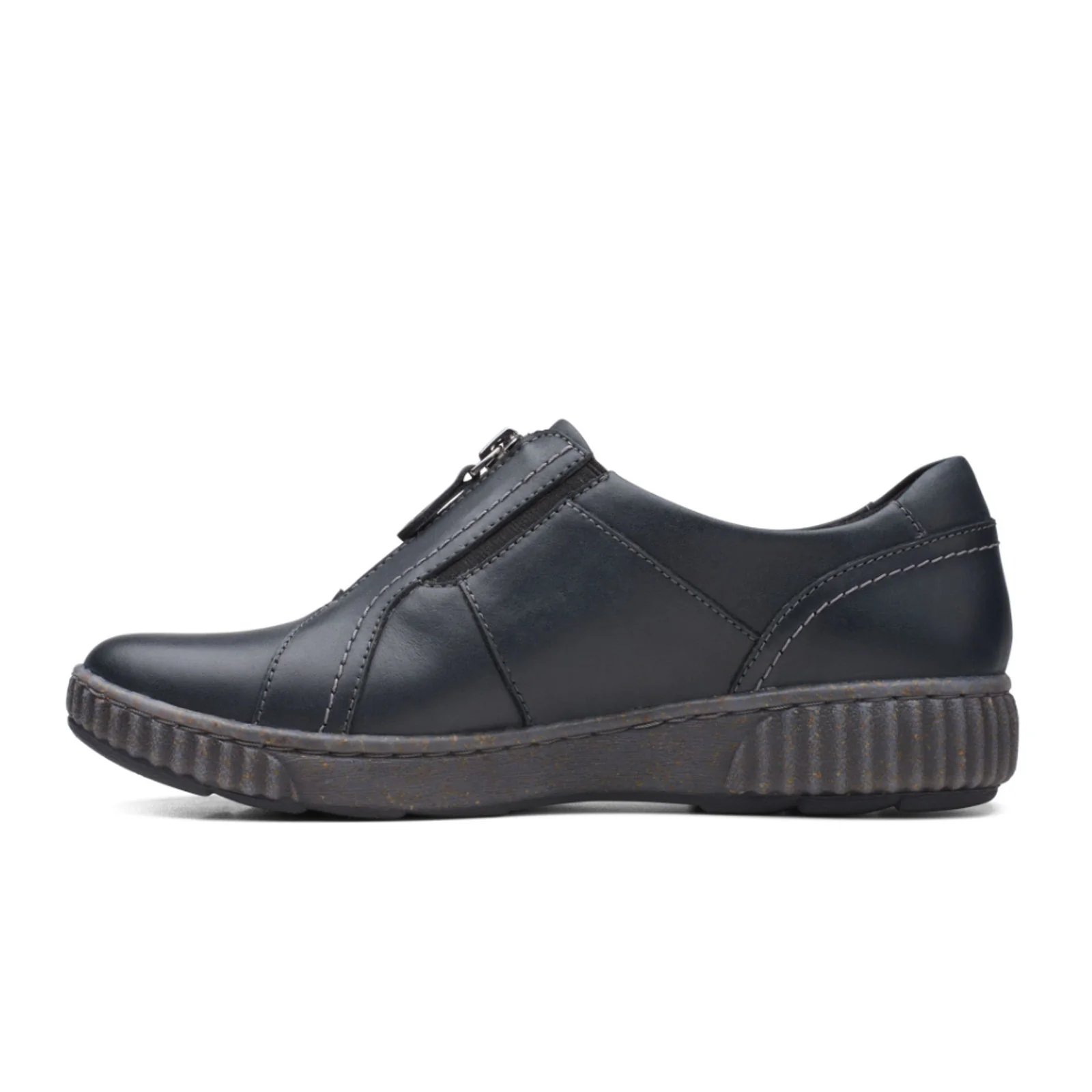 Clarks Magnolia Zip Slip On (Women) - Black Leather - Image 2