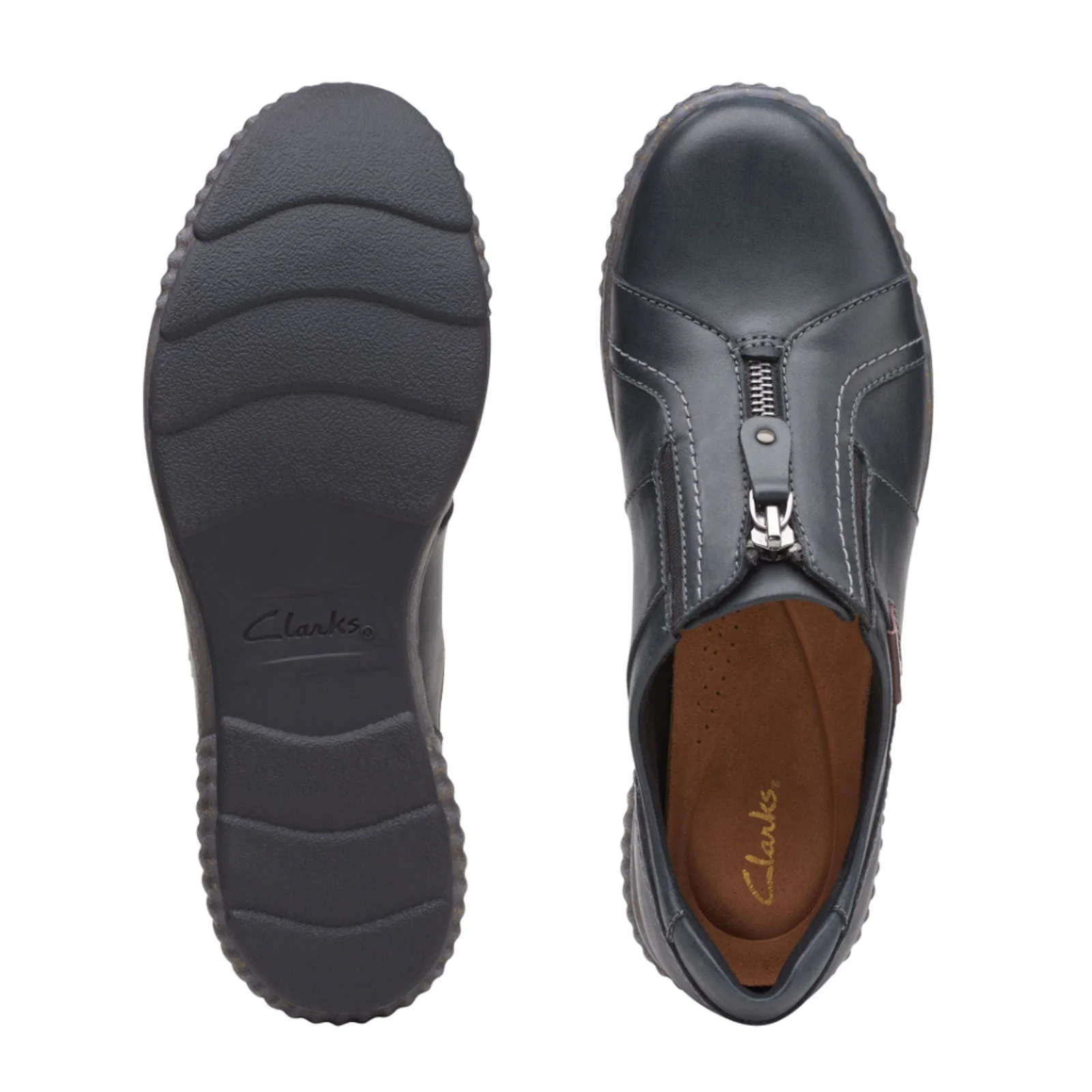 Clarks Magnolia Zip Slip On (Women) - Black Leather - Image 3