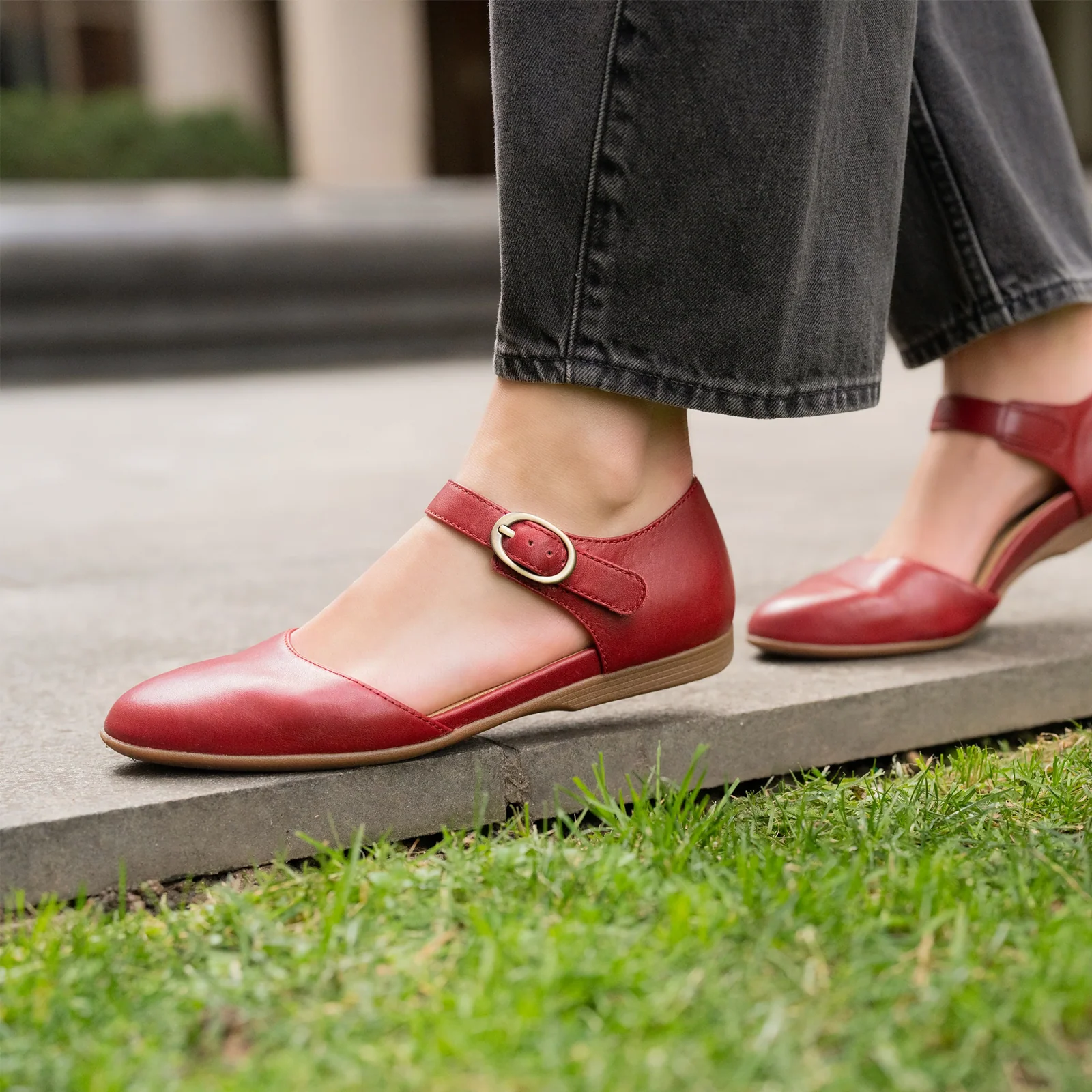 Dansko Liv Strappy Flat (Women) - Red Nappa - Image 7