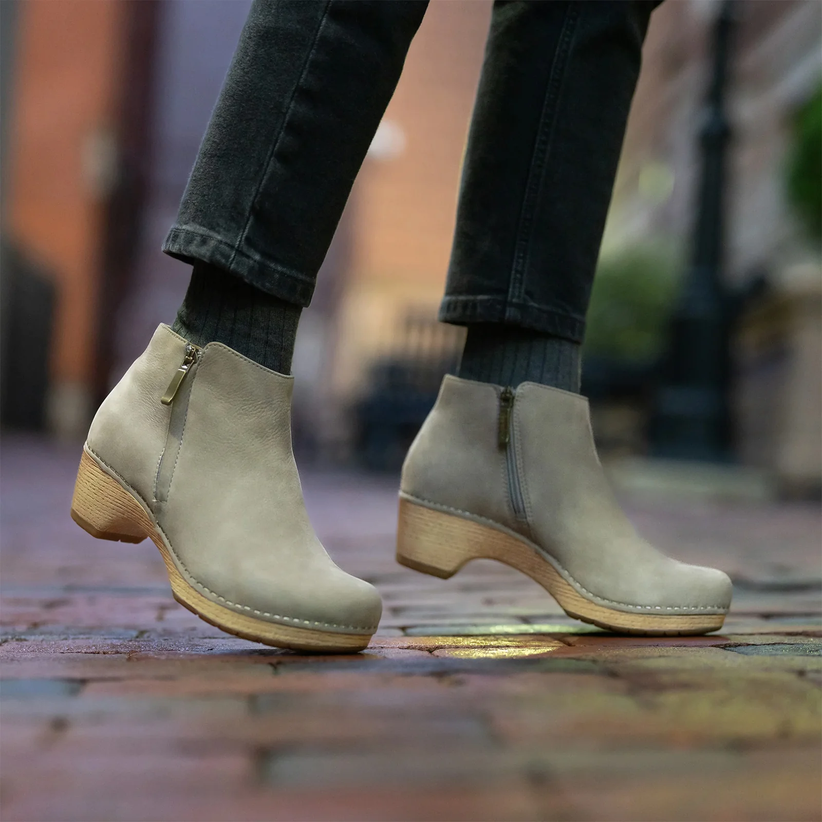 Dansko Lizanne Heeled Ankle Boot (Women) - Taupe Milled Nubuck - Image 6