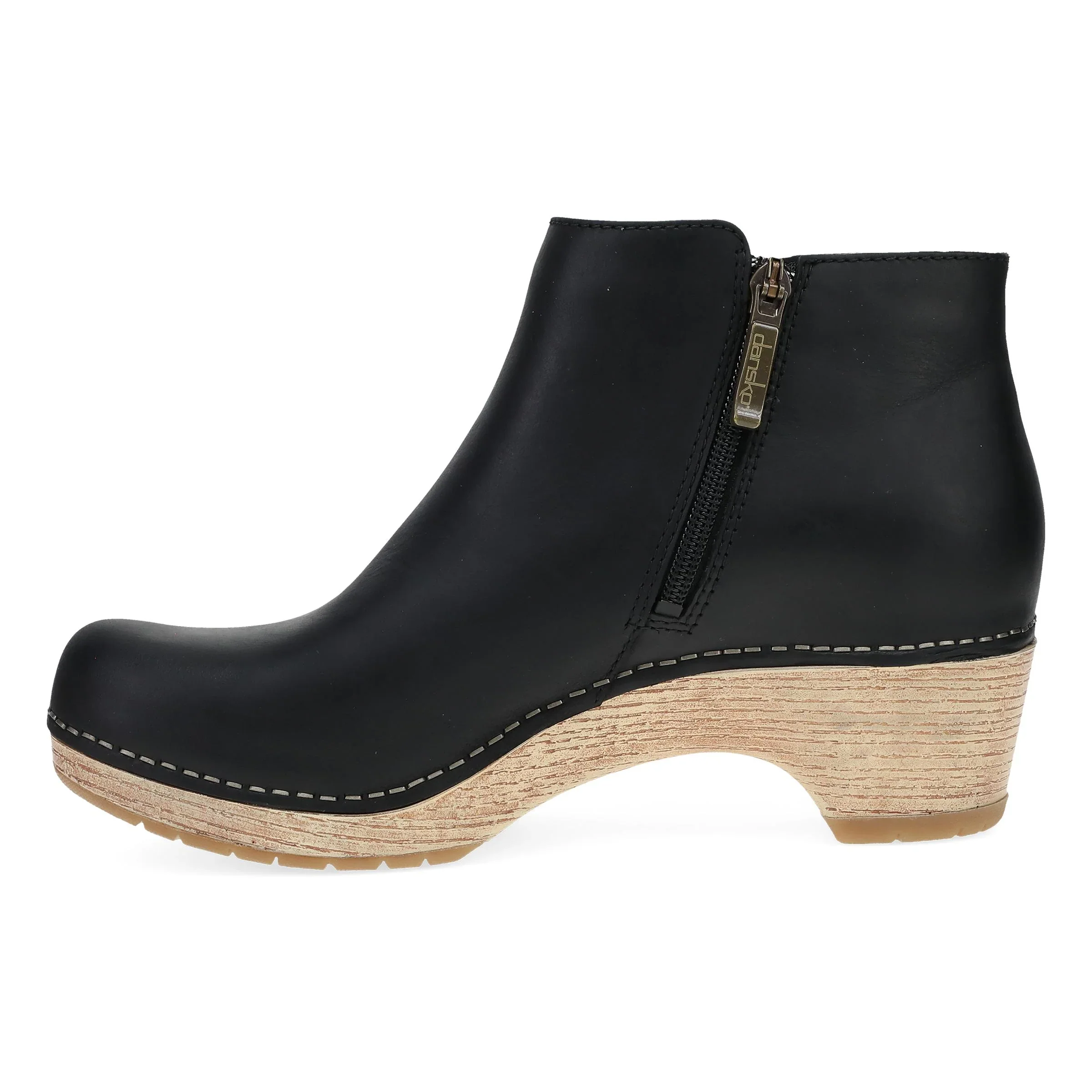 Dansko Lizanne Heeled Ankle Boot (Women) - Black Oiled Pull Up - Image 2
