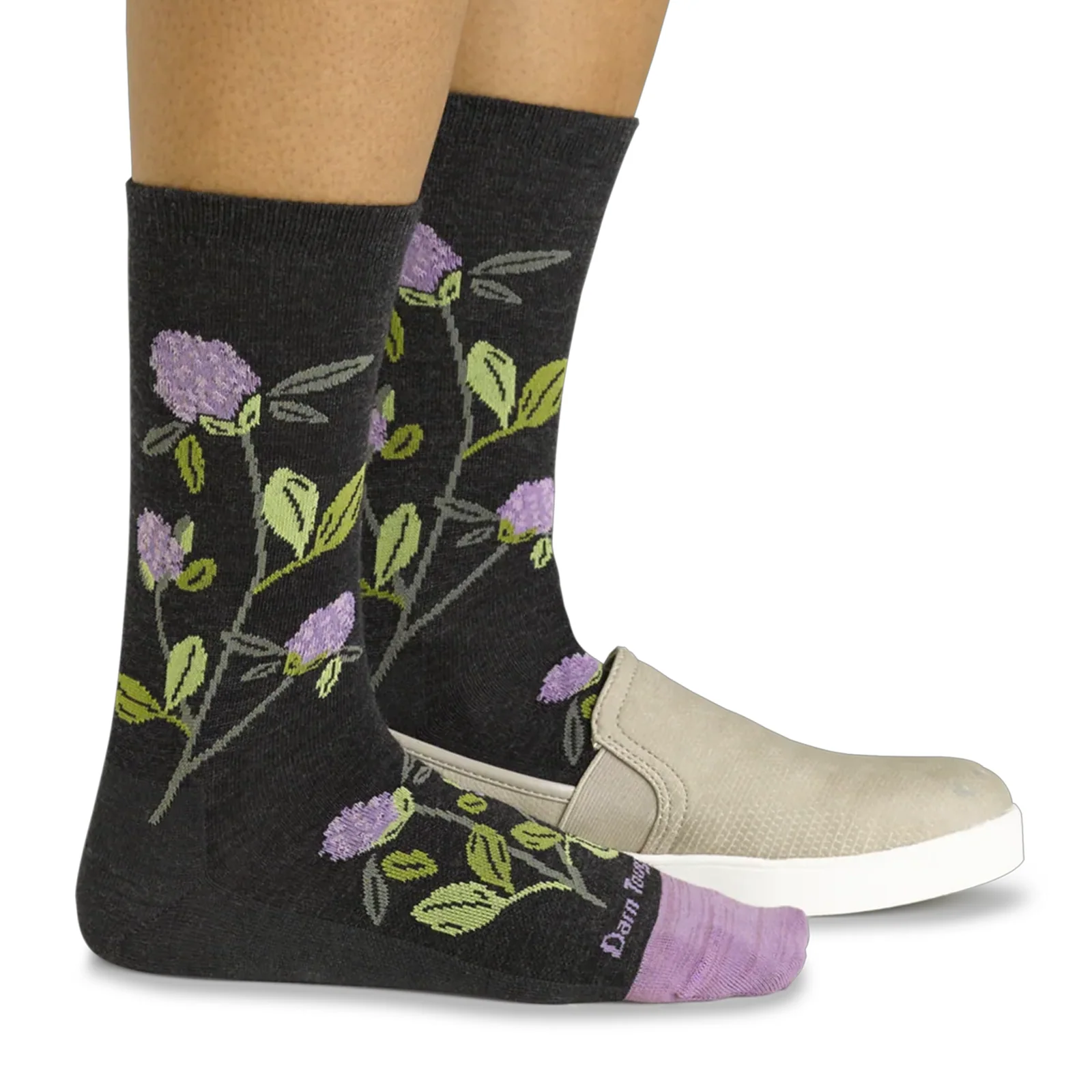 Darn Tough Blossom Lightweight Crew Sock (Women) - Charcoal - Image 3