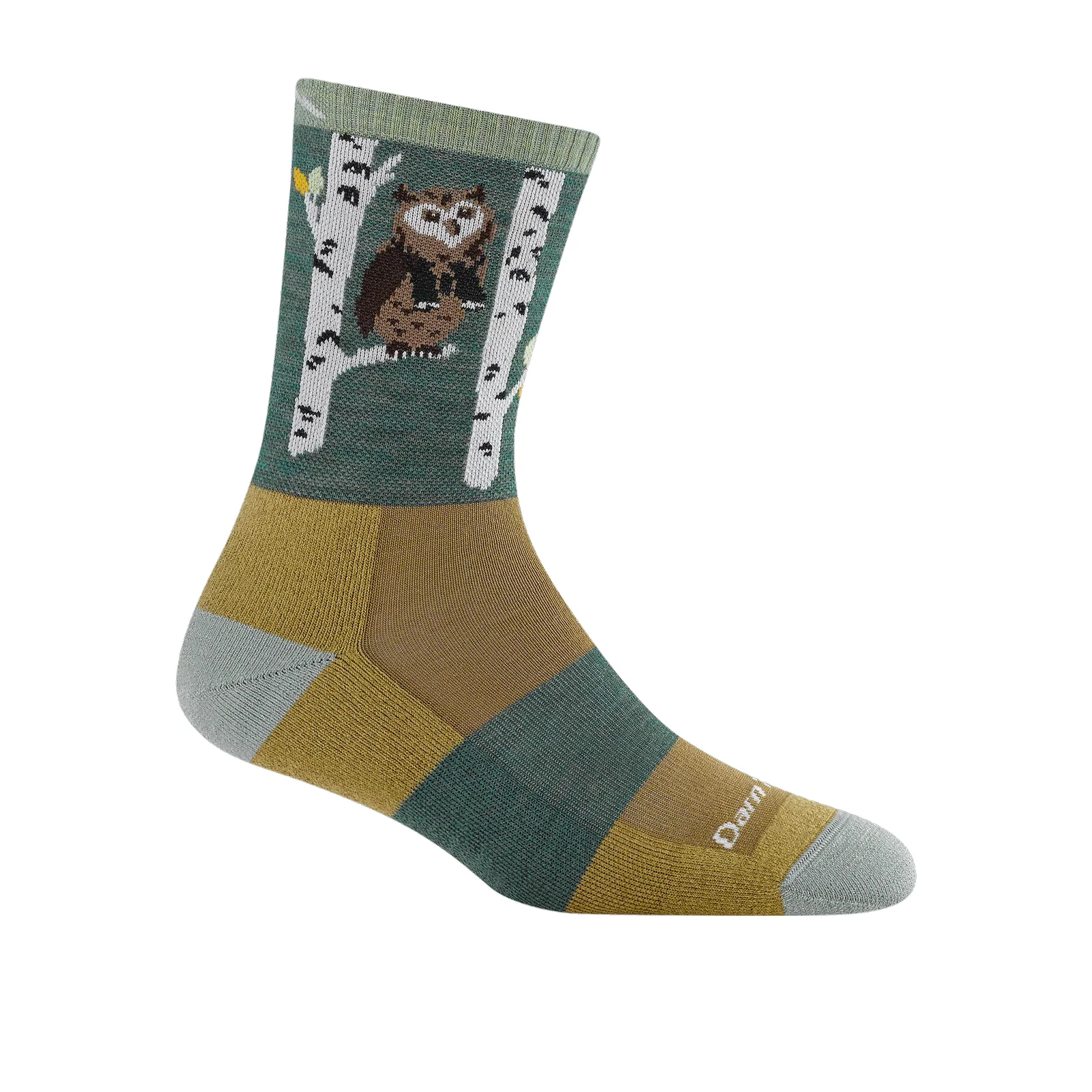 Darn Tough Critter Club Lightweight Cushion Micro Crew Sock (Women) - Owl Green
