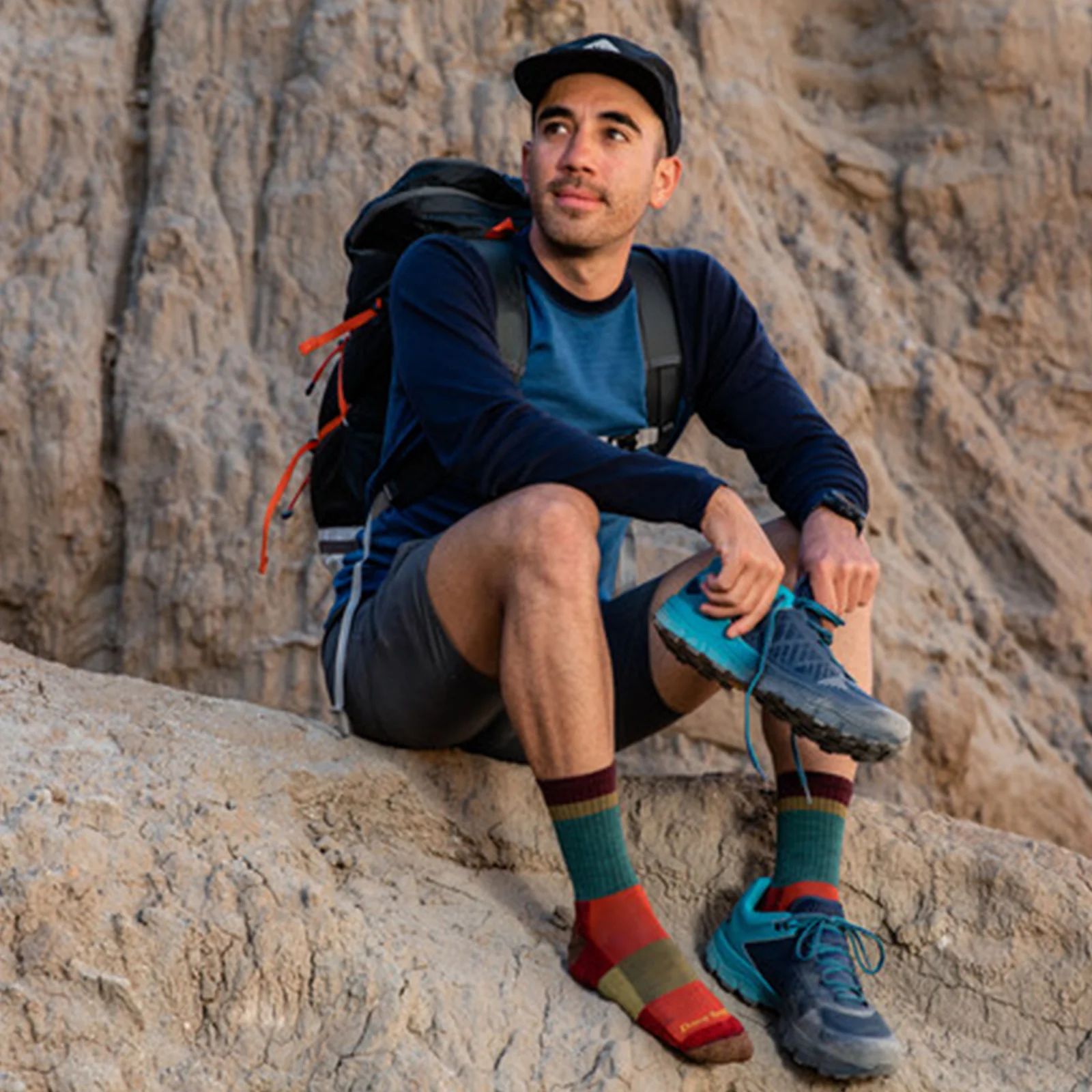 Darn Tough Heady Stripe Lightweight Micro Crew Sock with Cushion (Men) - Teal - Image 3