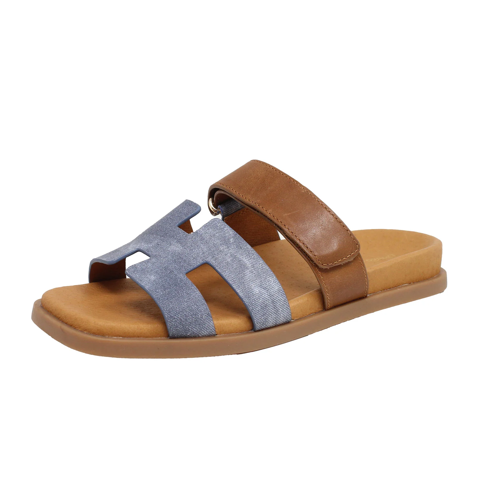 Django & Juliette Nodette Slide Sandal (Women) - Washed Denim/Tan - Image 2