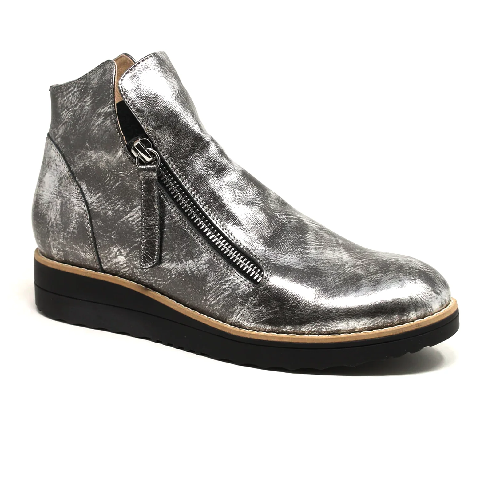 Django & Juliette Ohmy Ankle Boot (Women) - Black/Pewter Smudge Leather