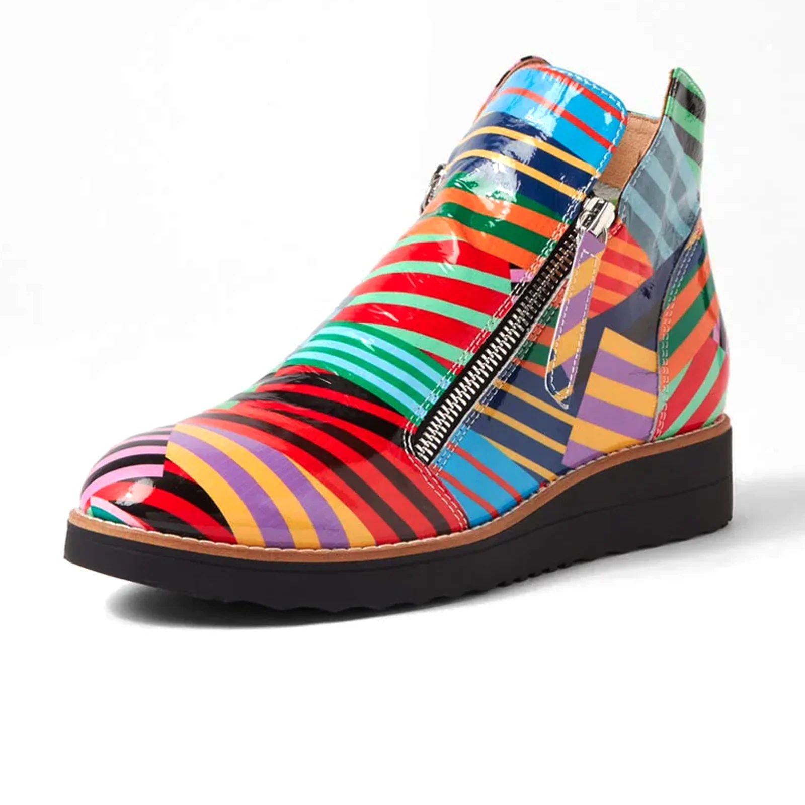 Django & Juliette Ohmy Ankle Boot (Women) - Black Stripe Metal Patent - Image 2
