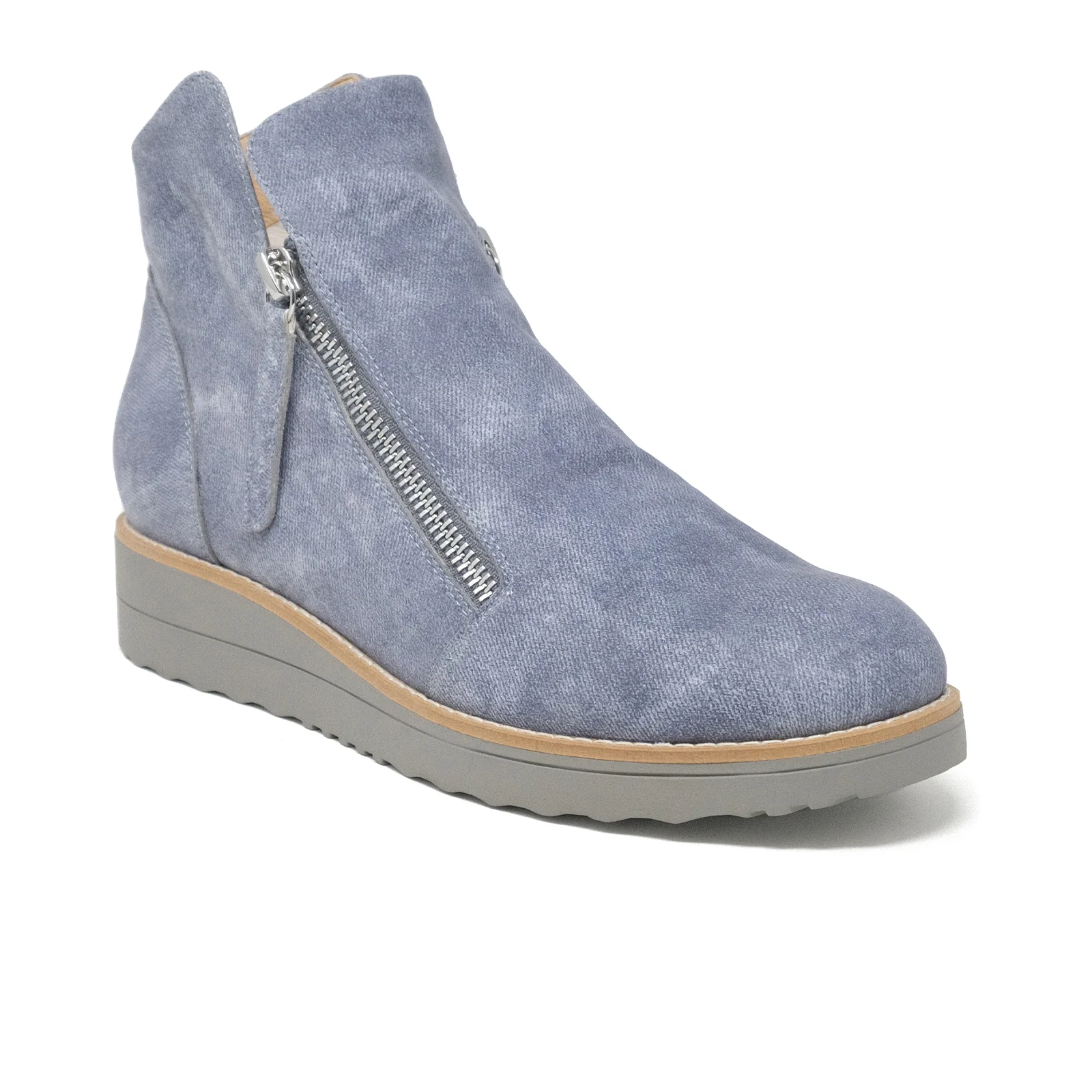 Django & Juliette Ohmy Ankle Boot (Women) - Washed Denim/Mix Leather