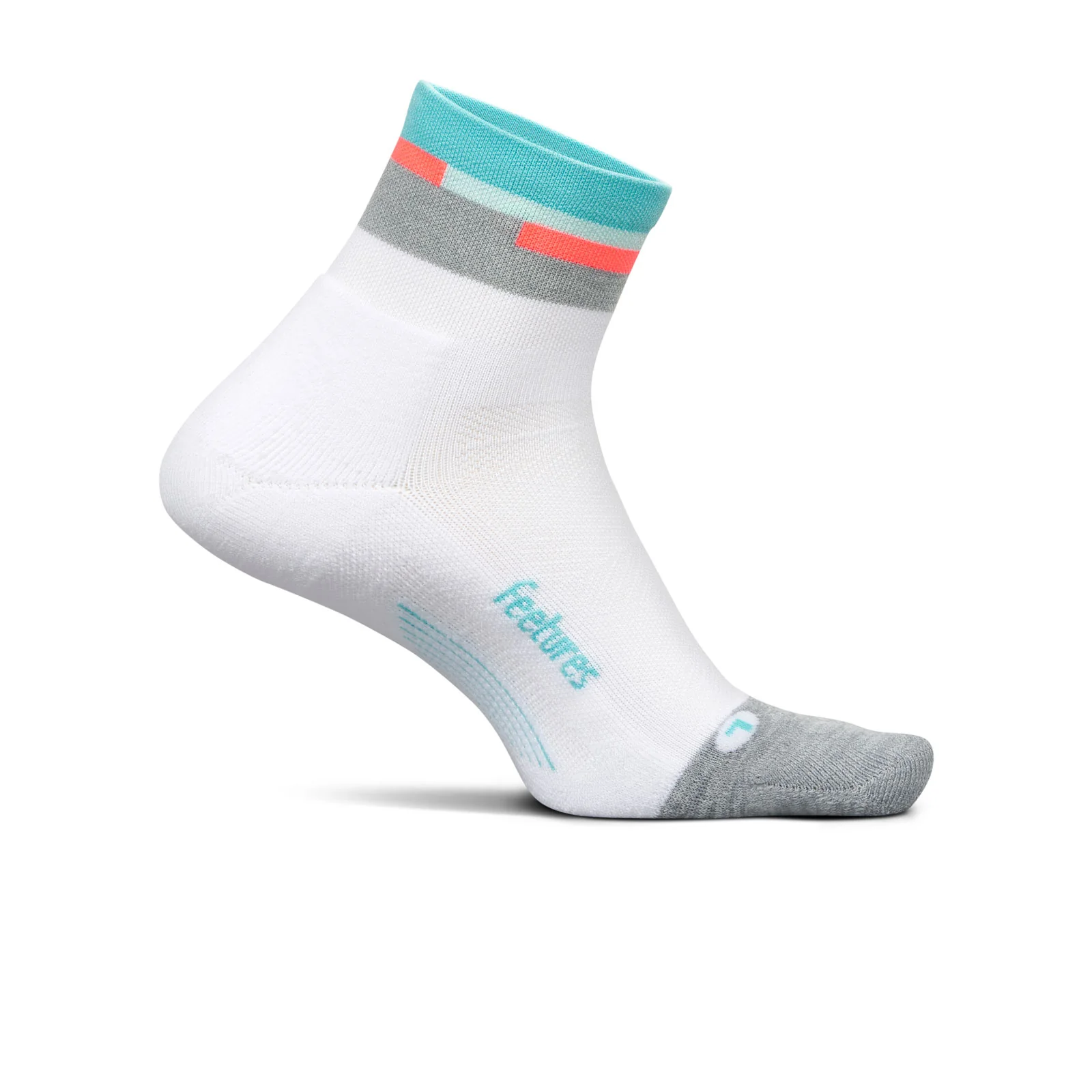 Feetures Elite Light Cushion Quarter Sock (Unisex) - Aquatic White