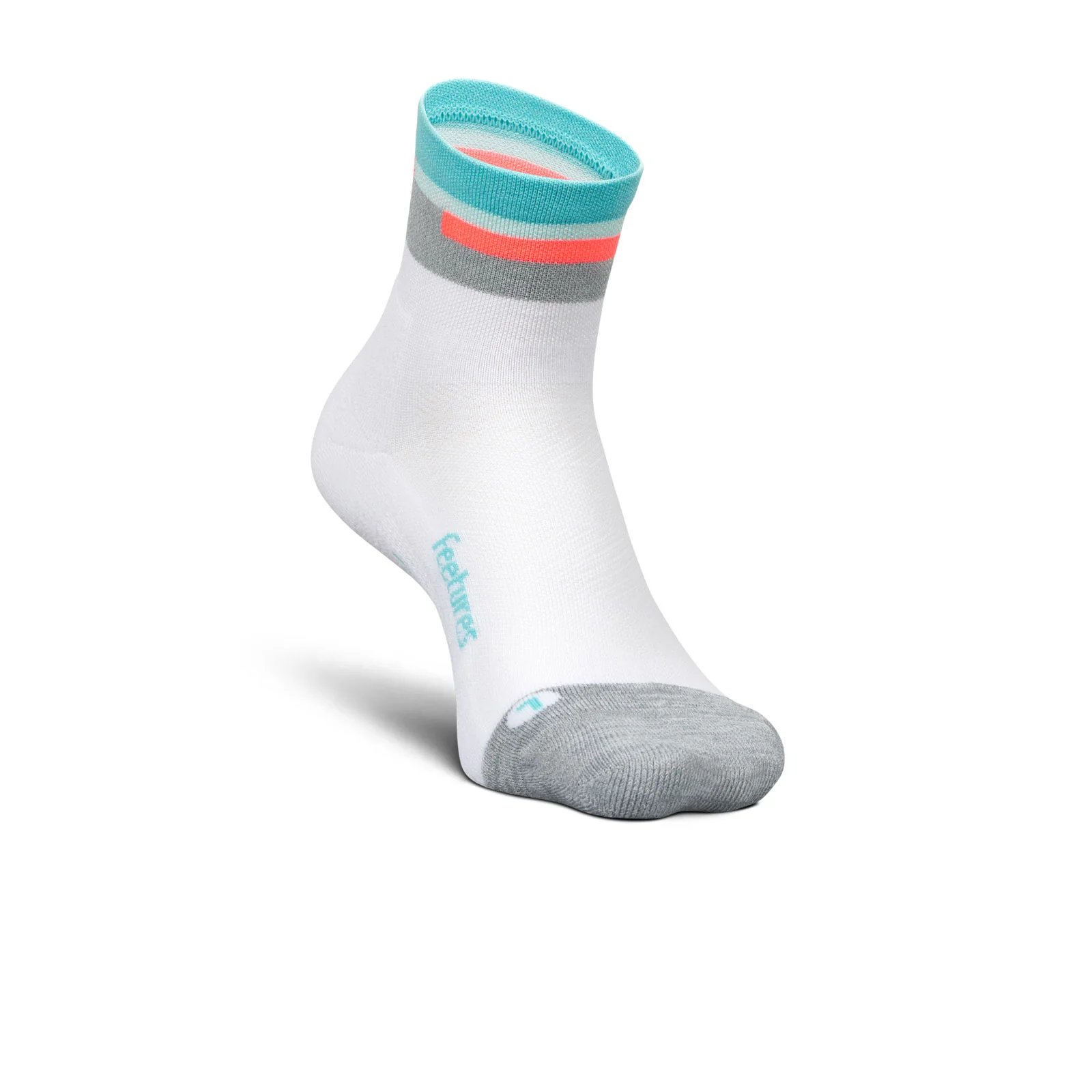 Feetures Elite Light Cushion Quarter Sock (Unisex) - Aquatic White - Image 3