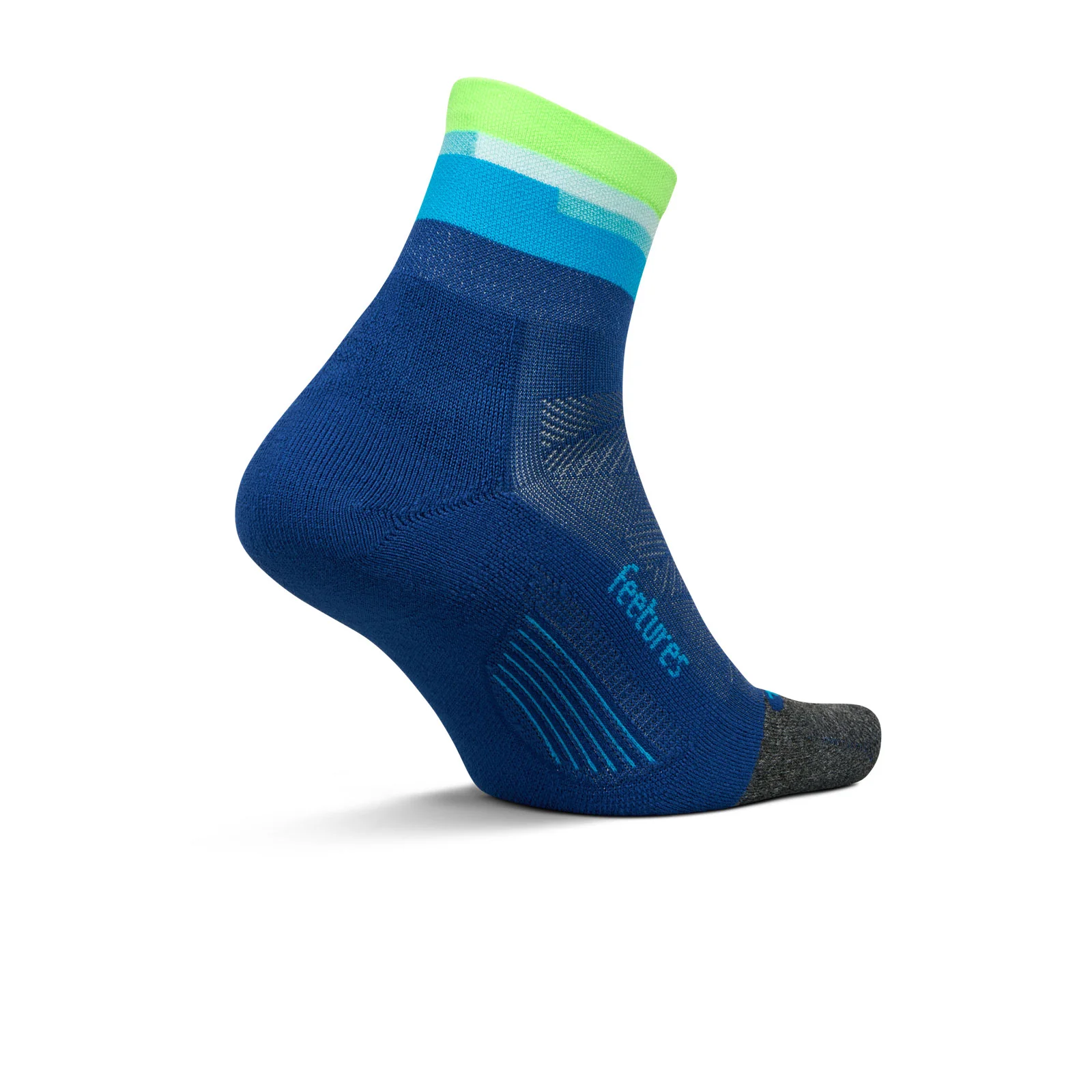 Feetures Elite Light Cushion Quarter Sock (Unisex) - Surfboard Blue - Image 2
