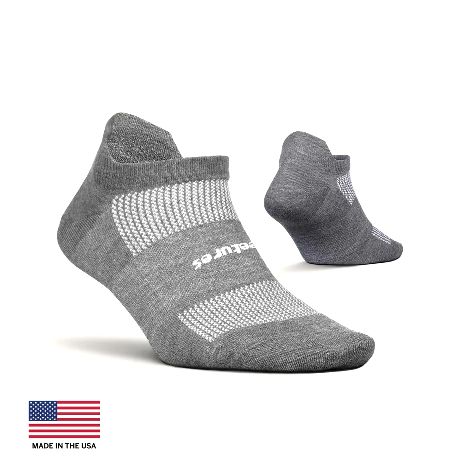 Feetures High Performance Ultra Light No Show Tab Sock (Unisex) - Heather Gray - Image 3