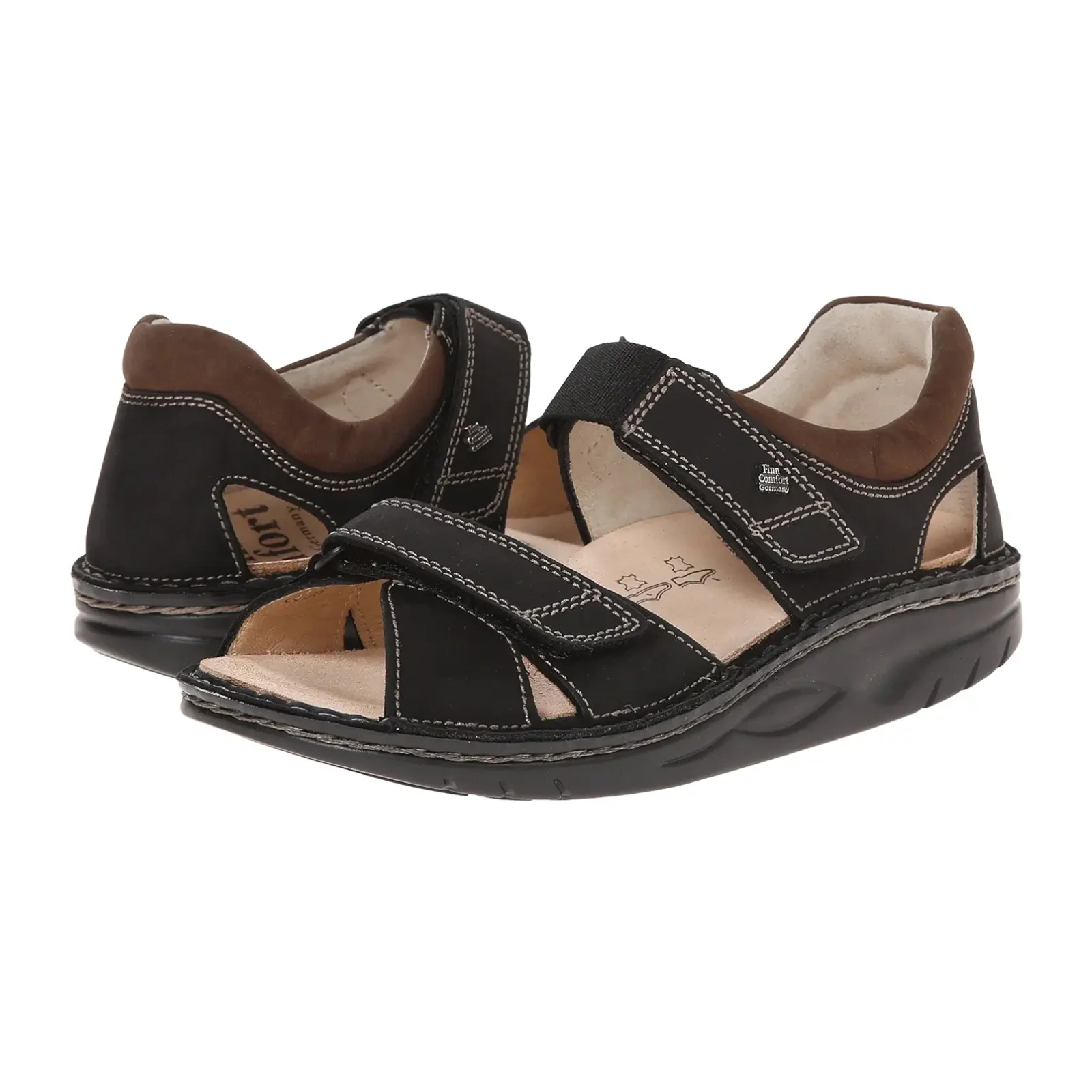 Finn Comfort Samara Backstrap Sandal (Unisex) - Schwarz/Havanna - Image 3