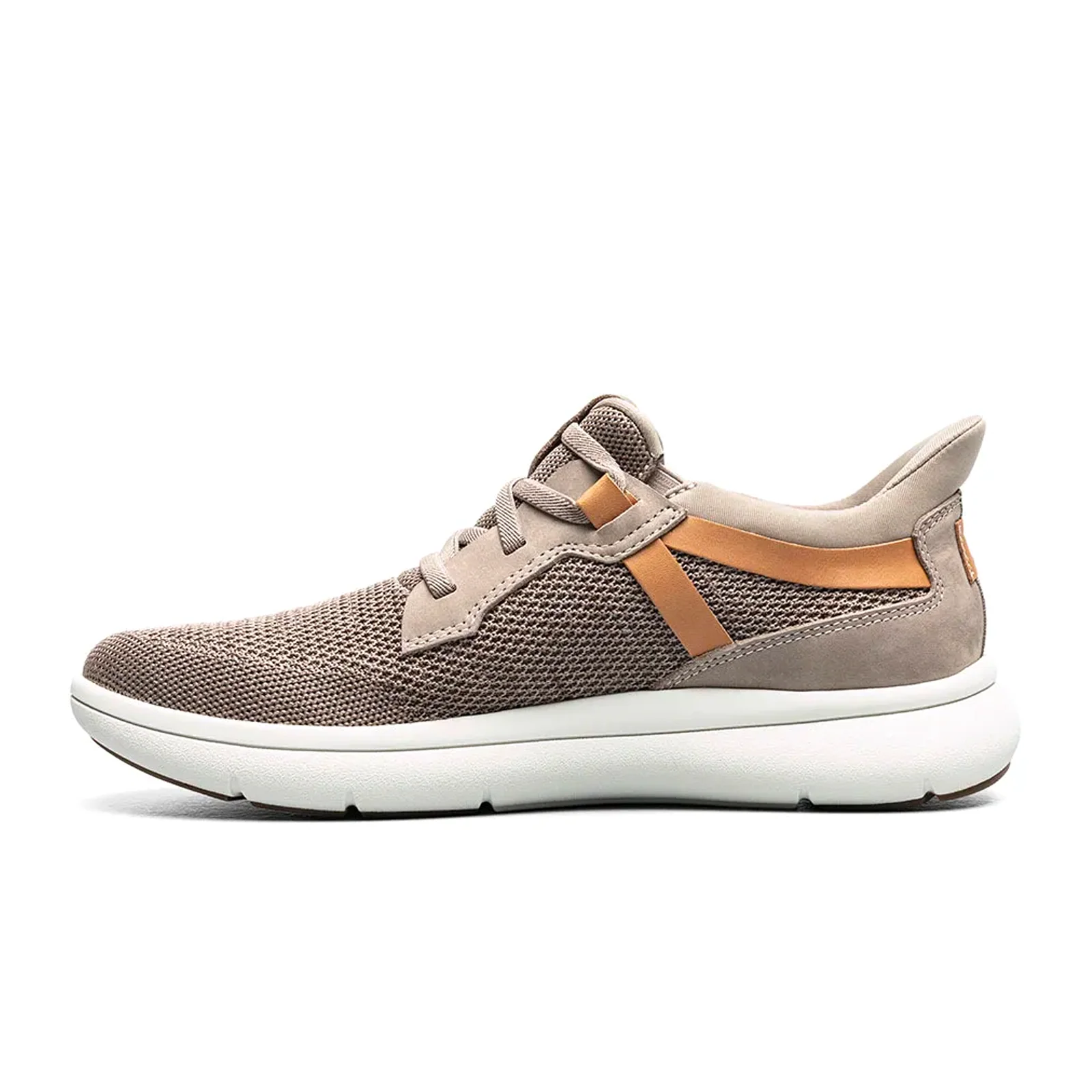 Florsheim Fleet Knit Elastic Lace Slip On (Men) - Mushroom Knit/Nubuck/Cognac Smooth w/White Sole - Image 2