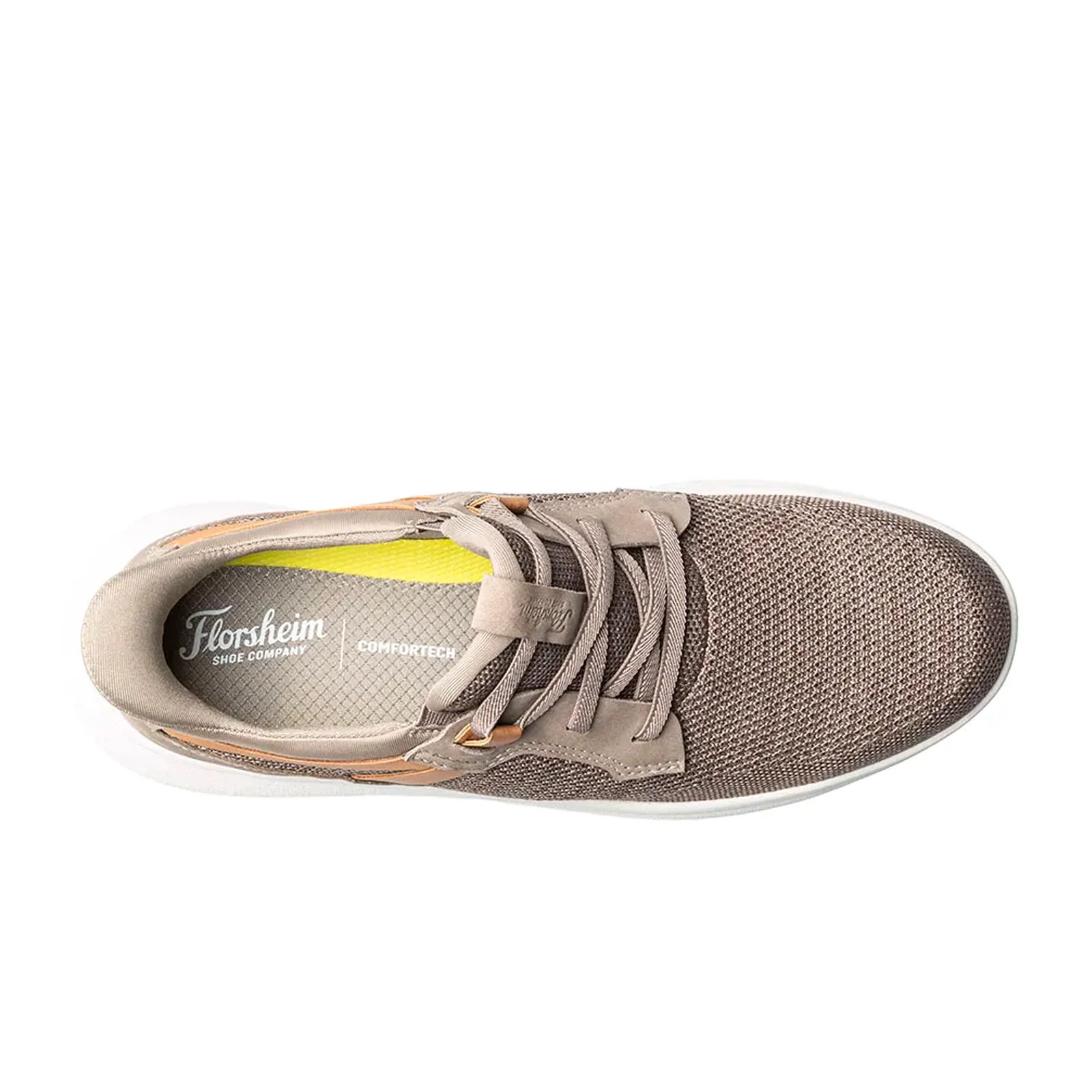 Florsheim Fleet Knit Elastic Lace Slip On (Men) - Mushroom Knit/Nubuck/Cognac Smooth w/White Sole - Image 6
