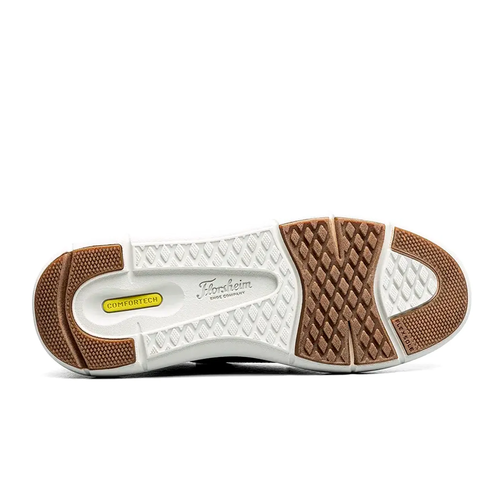 Florsheim Fleet Knit Elastic Lace Slip On (Men) - Mushroom Knit/Nubuck/Cognac Smooth w/White Sole - Image 7
