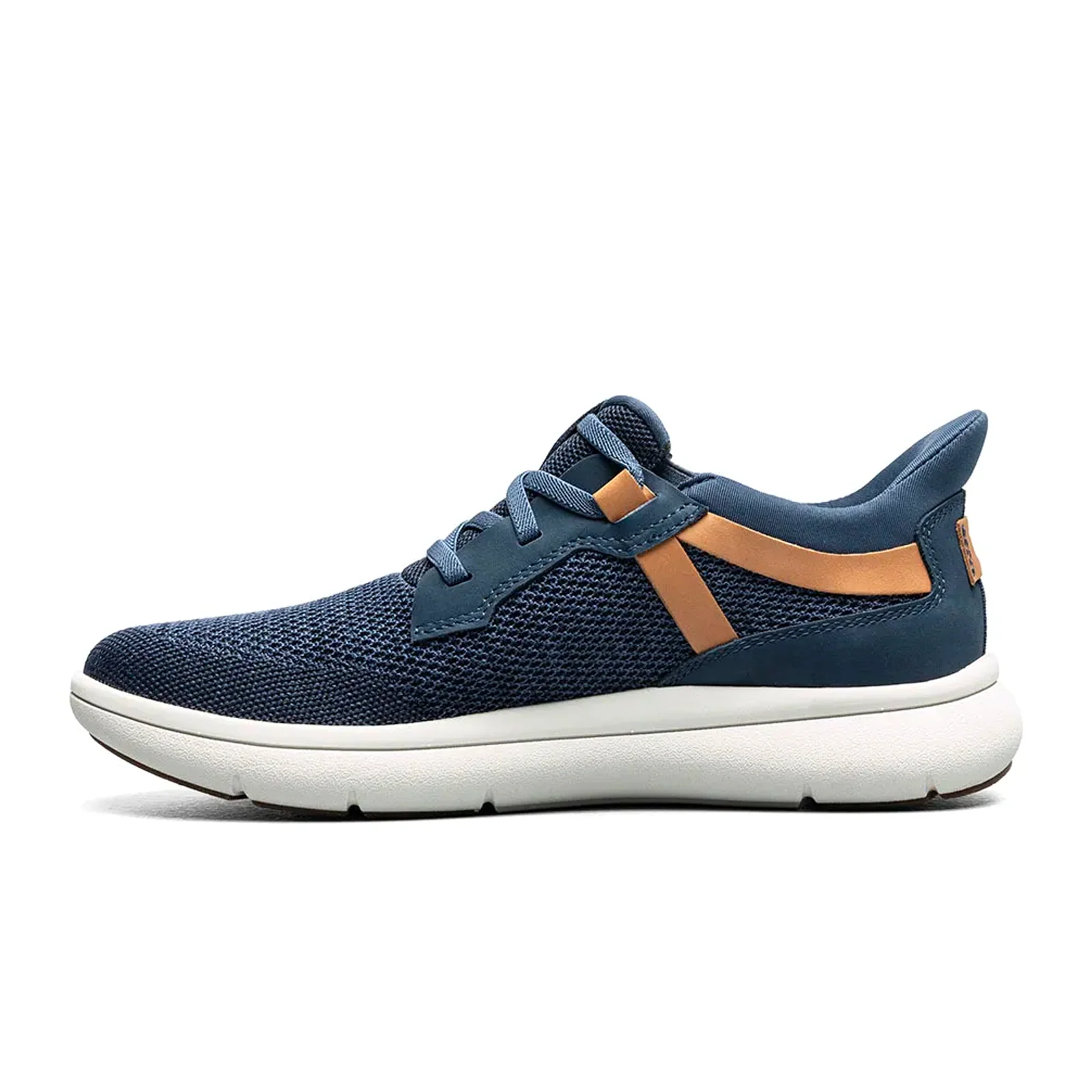 Florsheim Fleet Knit Elastic Lace Slip On (Men) - Navy Knit/Nubuck/Cognac Smooth w/White Sole - Image 2