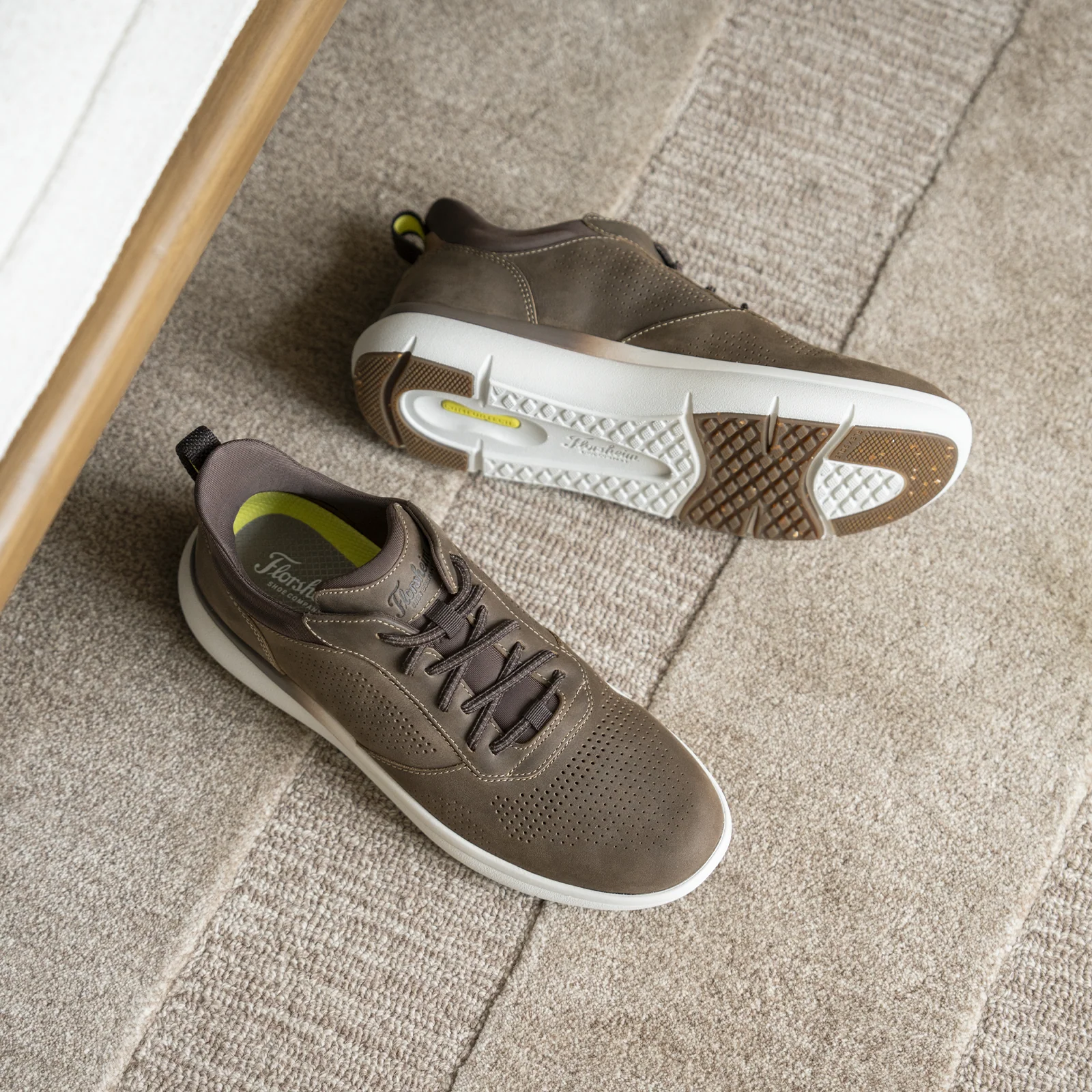 Florsheim Fleet Perf Toe Elastic Lace Sneaker (Men) - Brown - Image 9