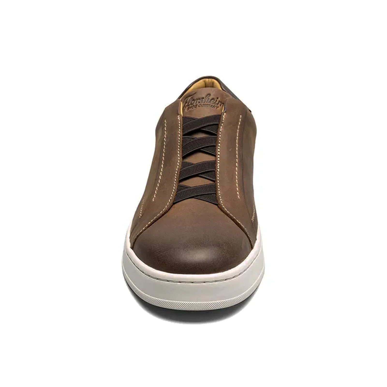 Florsheim Monopoli Elastic Lace To Toe Sneaker (Men) - Brown Crazy Horse/Cognac Smooth with White Sole - Image 4