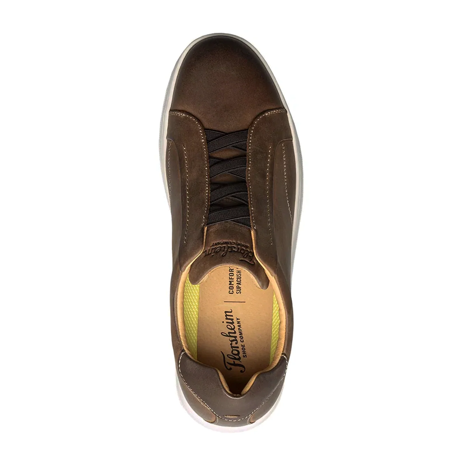 Florsheim Monopoli Elastic Lace To Toe Sneaker (Men) - Brown Crazy Horse/Cognac Smooth with White Sole - Image 6