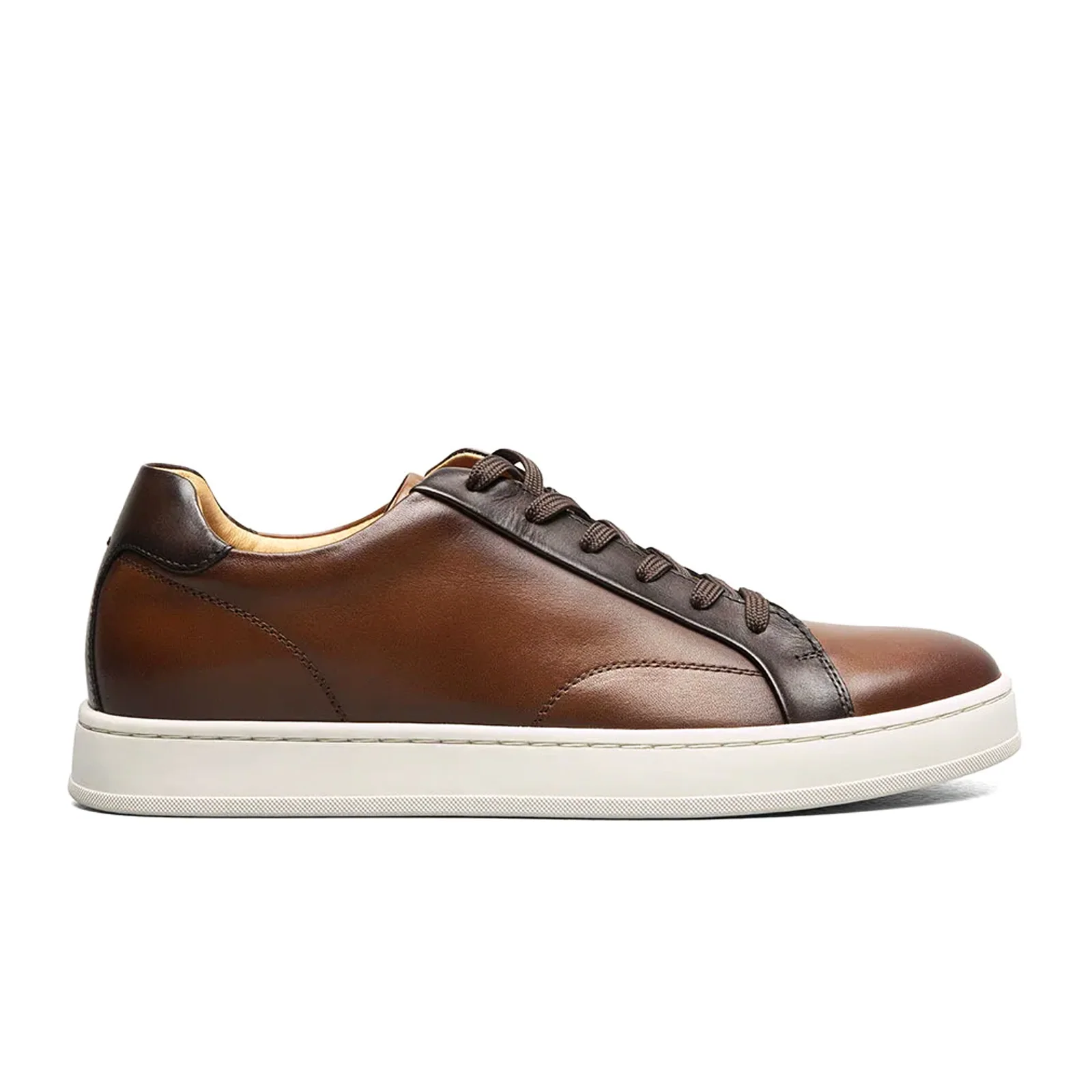 Florsheim Monopoli Lace To Toe Sneaker (Men) - Cognac/Brown Smooth with White Sole