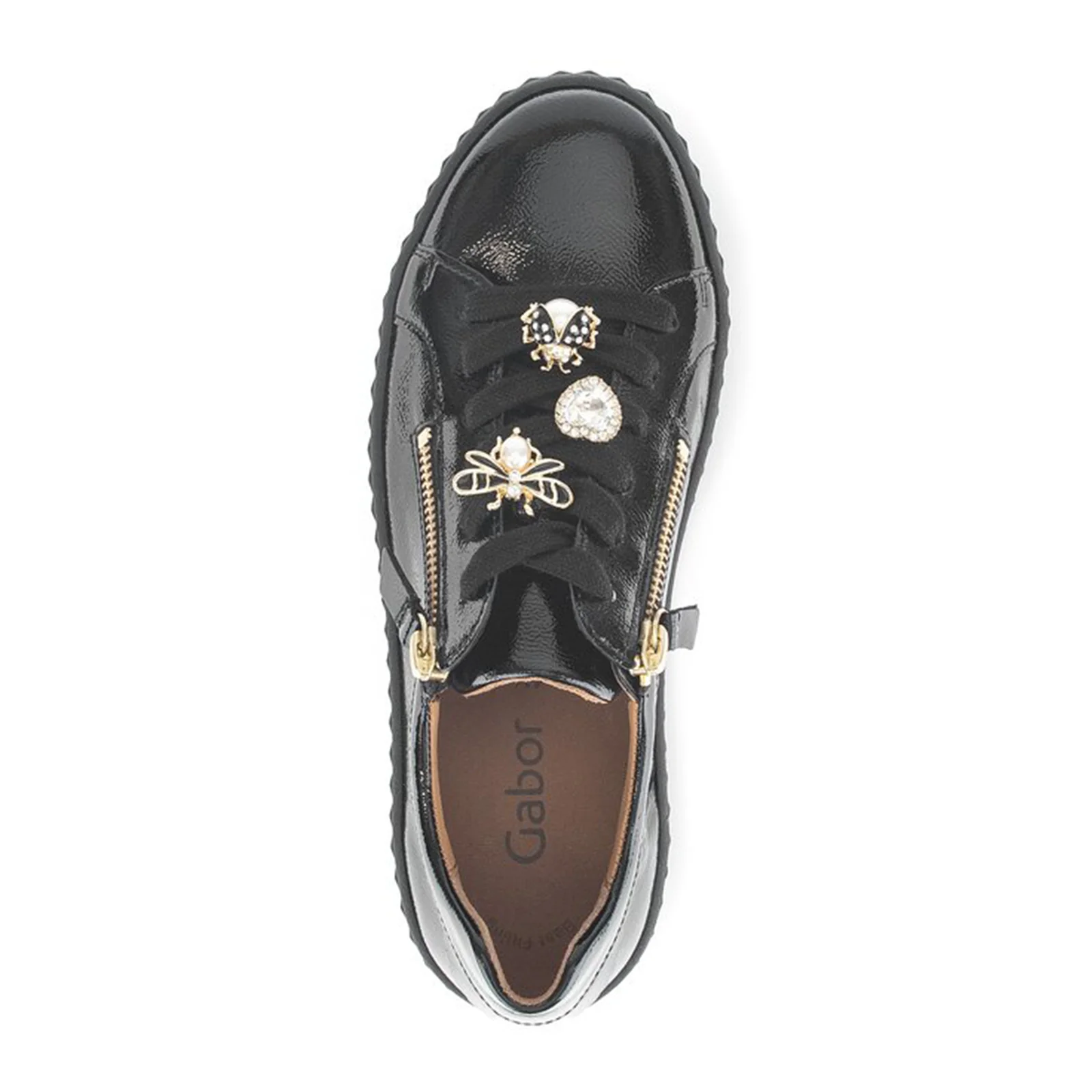Gabor 201 Double Zip Platform Sneaker (Women) - Full Lack/Schwarz/Gold - Image 4