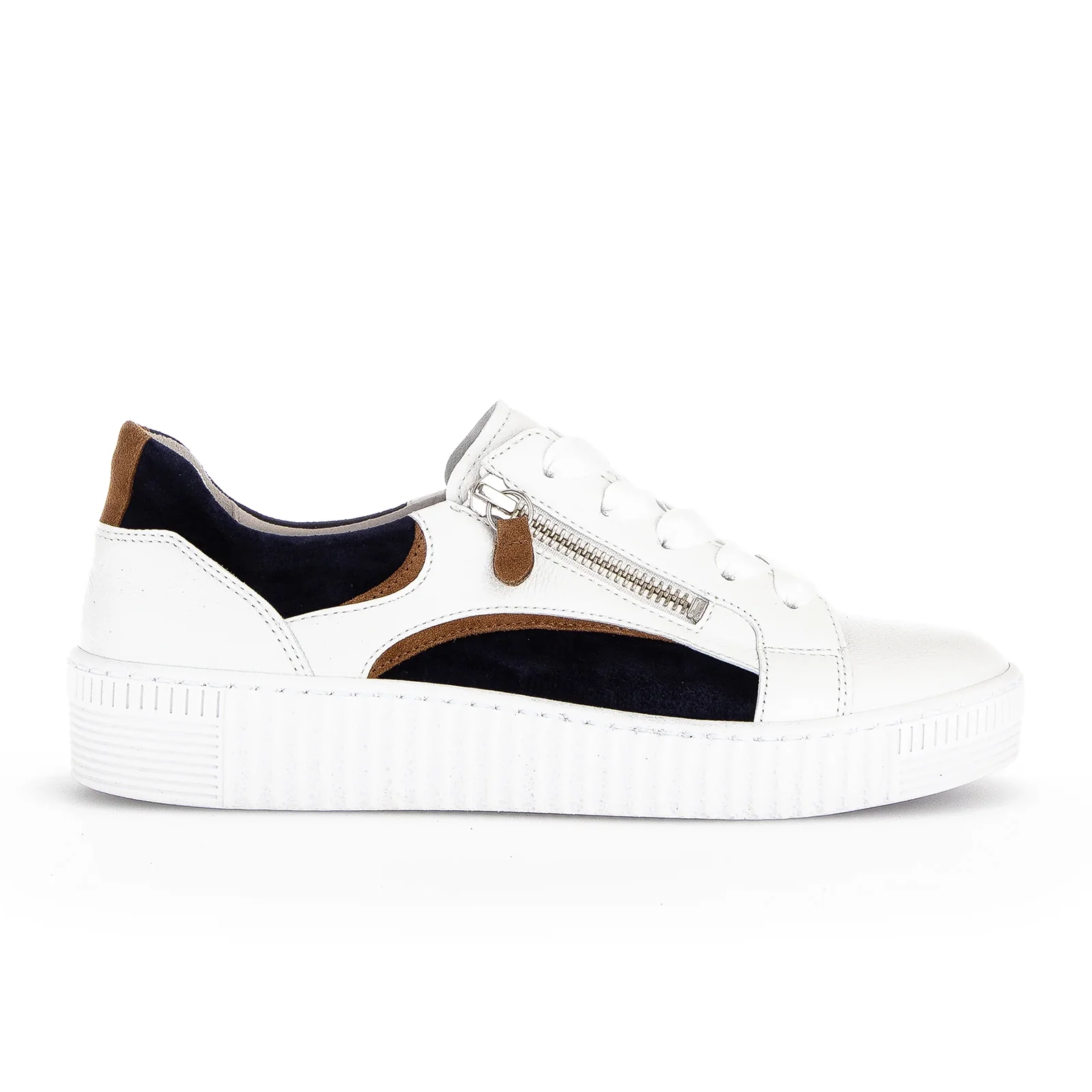 Gabor 330 Double Zip Sneaker (Women) - White/Marine Lion